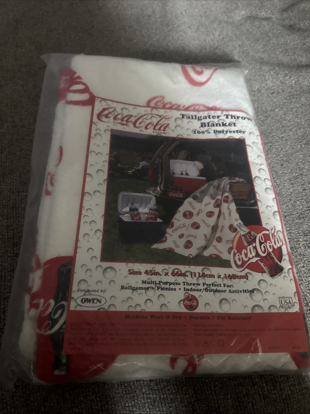 Vintage 1998 Coca-Cola Tailgater Throw Blanket 100% Polyester 45 Inch X 66 Inch Vintage 1998 Coca-Cola Tailgater Throw Blanket 100% Polyester 45 Inch X 66 Inch