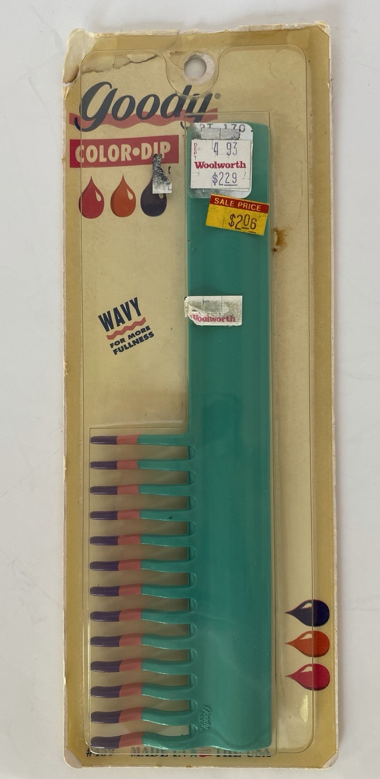 Vintage Goody Color Dip Pink Wavy Comb - 1990 #459 New Vintage Goody Color Dip Pink Wavy Comb - 1990 #459 New