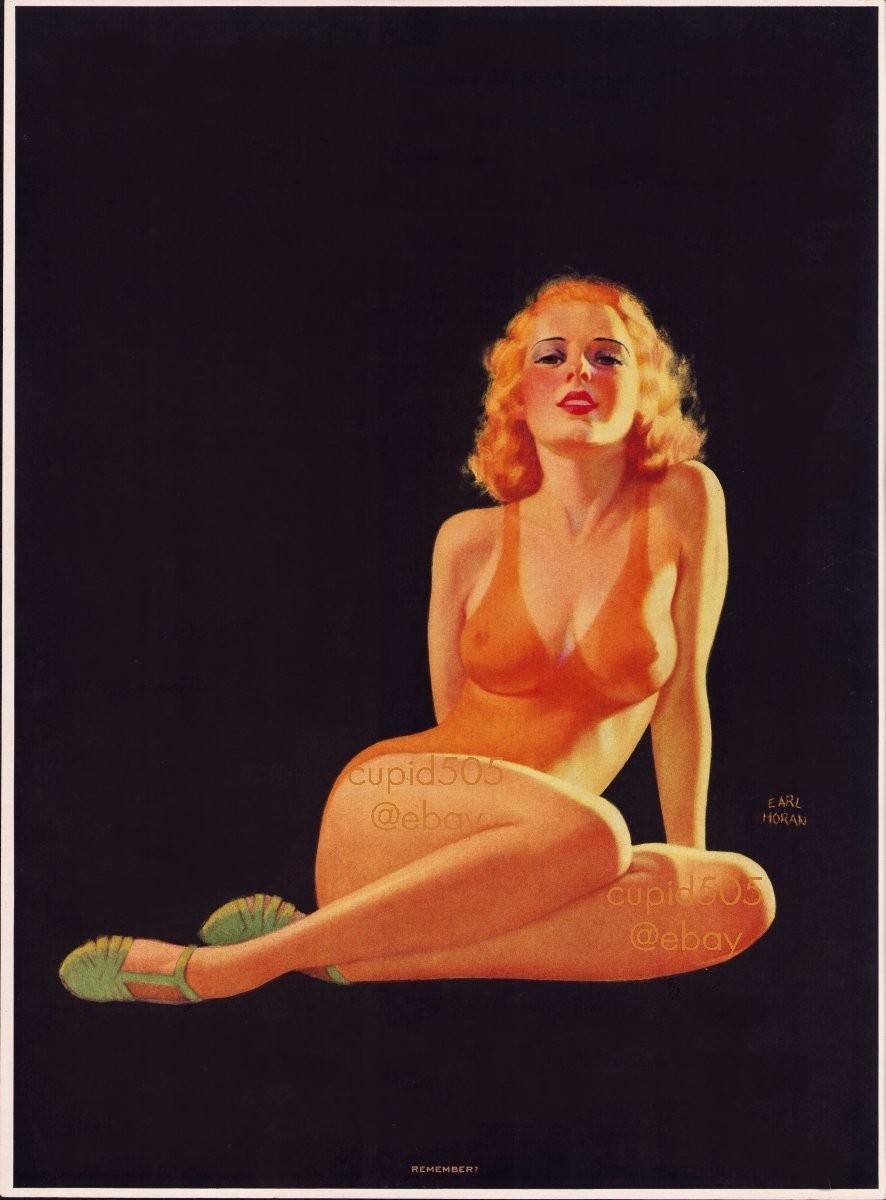 VINTAGE 1935 EARL MORAN GLAMOUR PINUP GIRL PRINT  10.5x14.25 POSTER CALENDAR ART