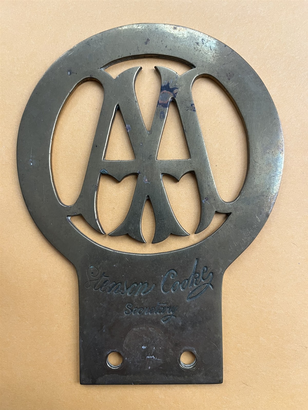 Badge automobile auto car club British AA Secretary Stenson Cooke circa 1906 Badge automobile auto car club British AA Secretary Stenson Cooke circa 1906
