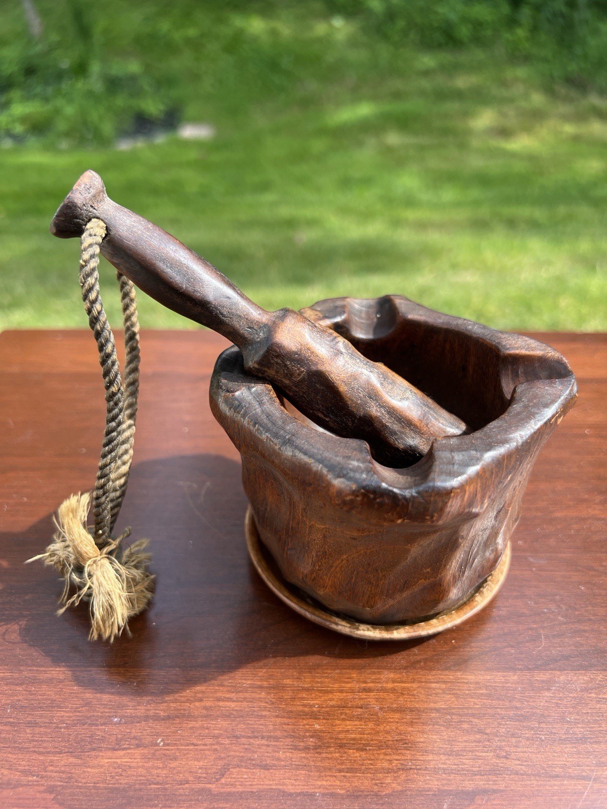 Vintage Spain Wooden Mortar & Pestle Herb Crusher Grinder Handcarved Apothecary Vintage Spain Wooden Mortar & Pestle Herb Crusher Grinder Handcarved Apothecary