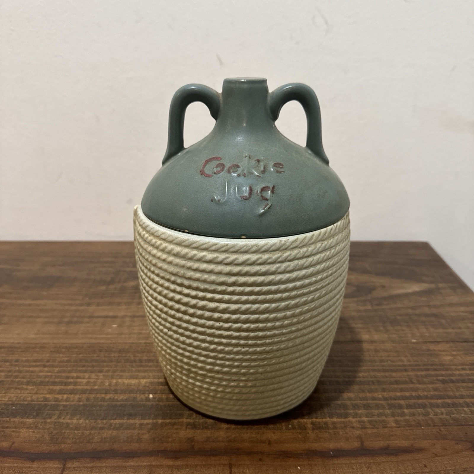 VINTAGE McCoy Cookie Jug Jar Ceramic Large 1950s/60’s Gloss Rope Matte Lid VINTAGE McCoy Cookie Jug Jar Ceramic Large 1950s/60’s Gloss Rope Matte Lid