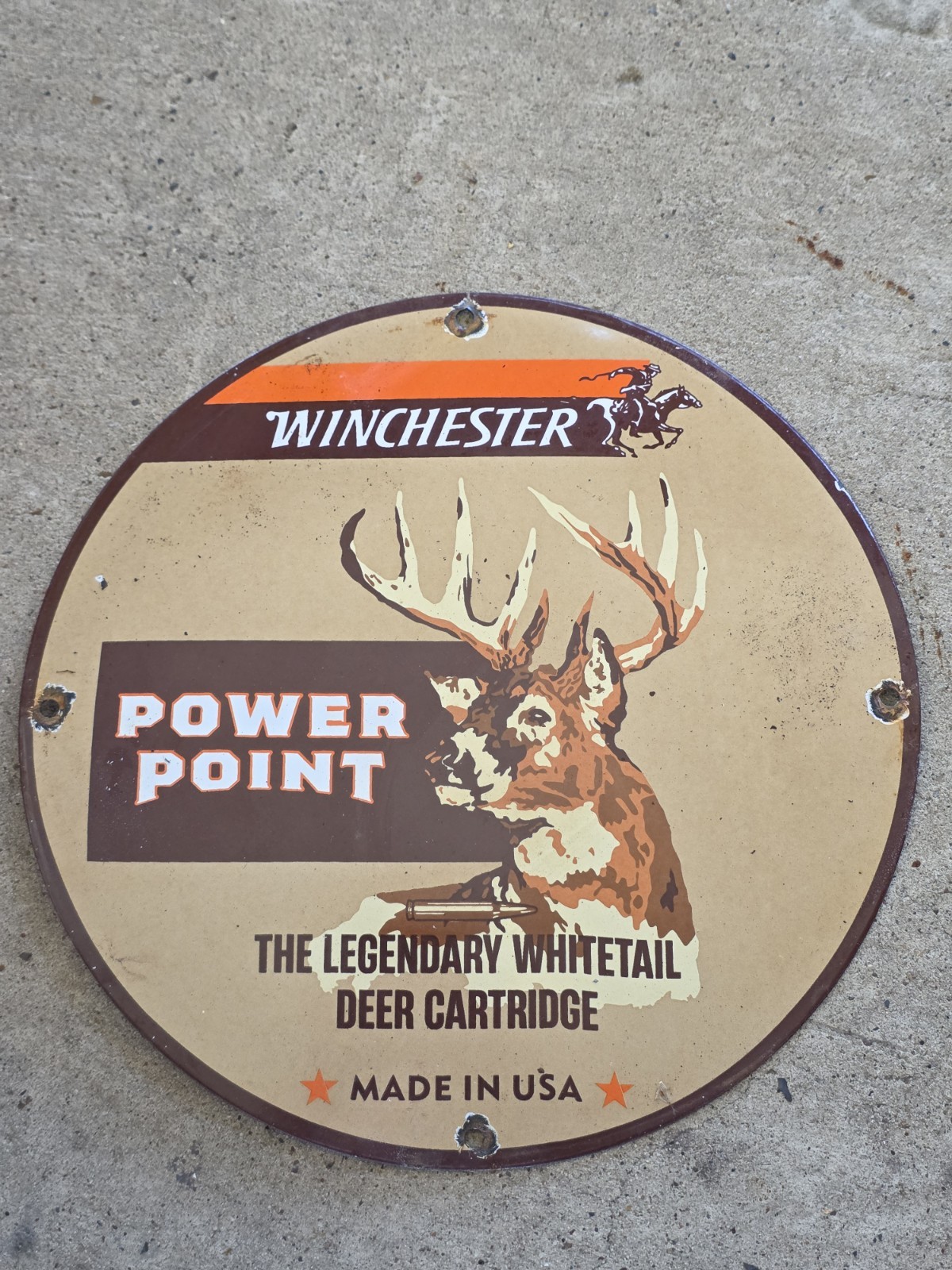 VINTAGE WINCHESTER REPEATING ARMS CO POWER POINT PORCELAIN SIGN 12 VINTAGE WINCHESTER REPEATING ARMS CO POWER POINT PORCELAIN SIGN 12