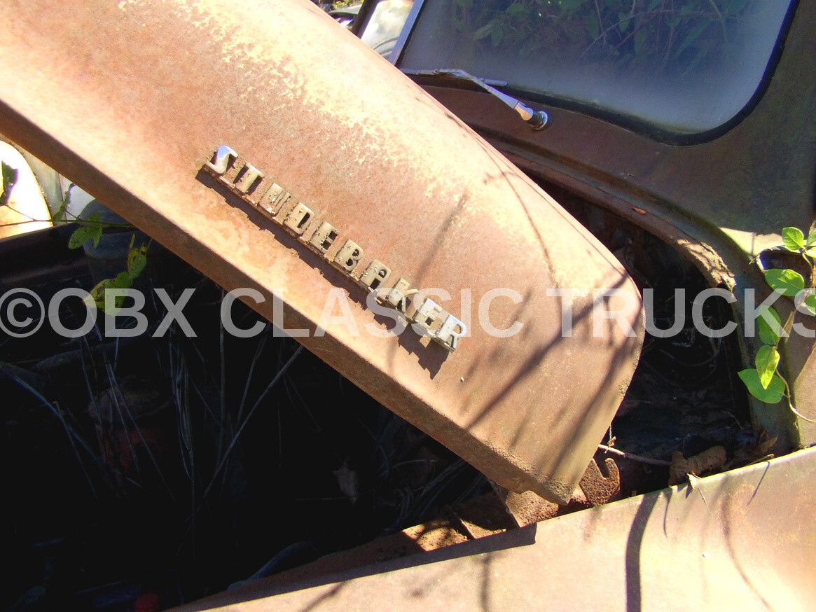 8x10 Photo:Vintage 1949 Studebaker Pickup side Hood Emblem, with plenty patina
