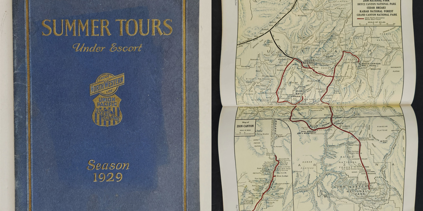 1929 antique TOURS UNION PACIFIC NORTHWESTERN RR yellowstone ca co yosemite+