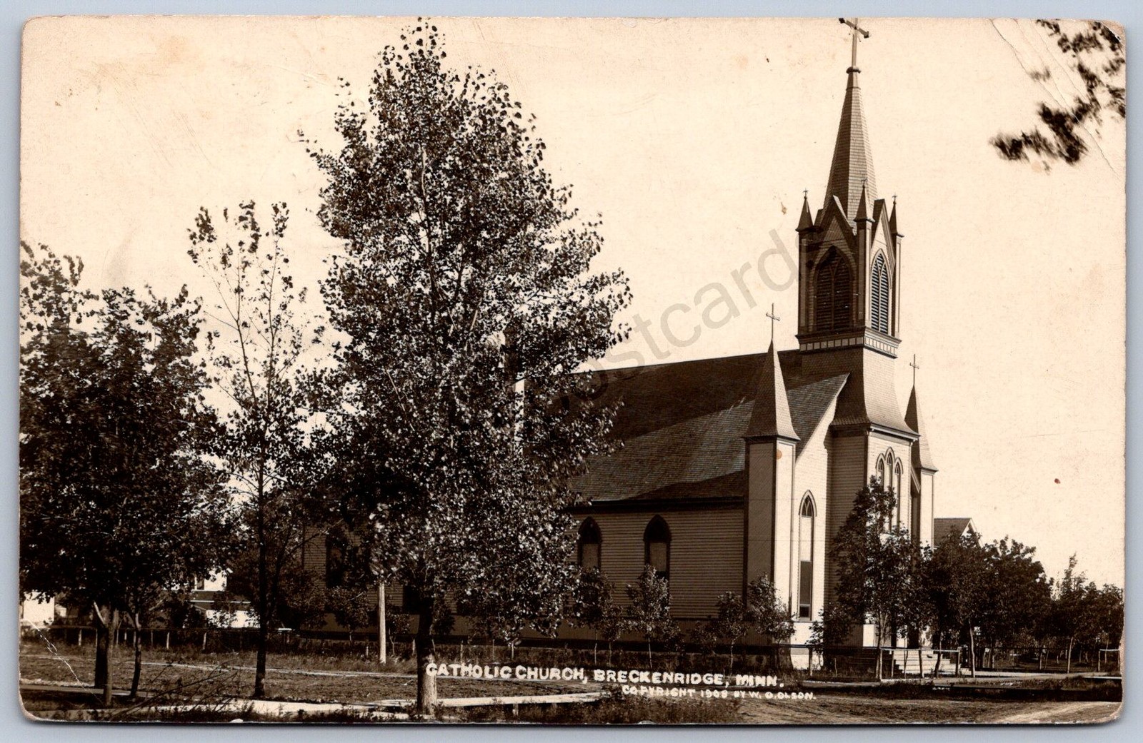 K39/ Breckenridge Minnesota RPPC Postcard c1910 Catholic Church 433