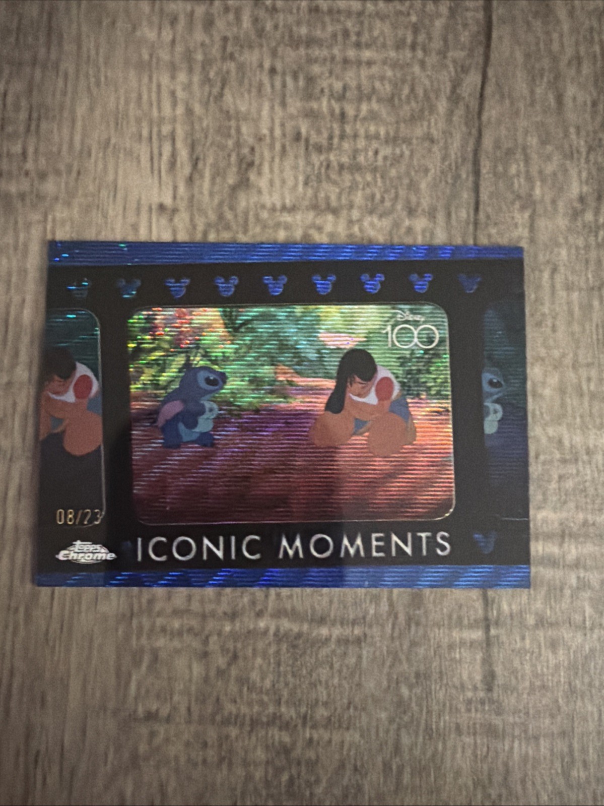 2023 Topps Chrome Disney 100 Iconic moments Blue Wave Refractor /23 IM-14 Stitch 2023 Topps Chrome Disney 100 Iconic moments Blue Wave Refractor /23 IM-14 Stitch