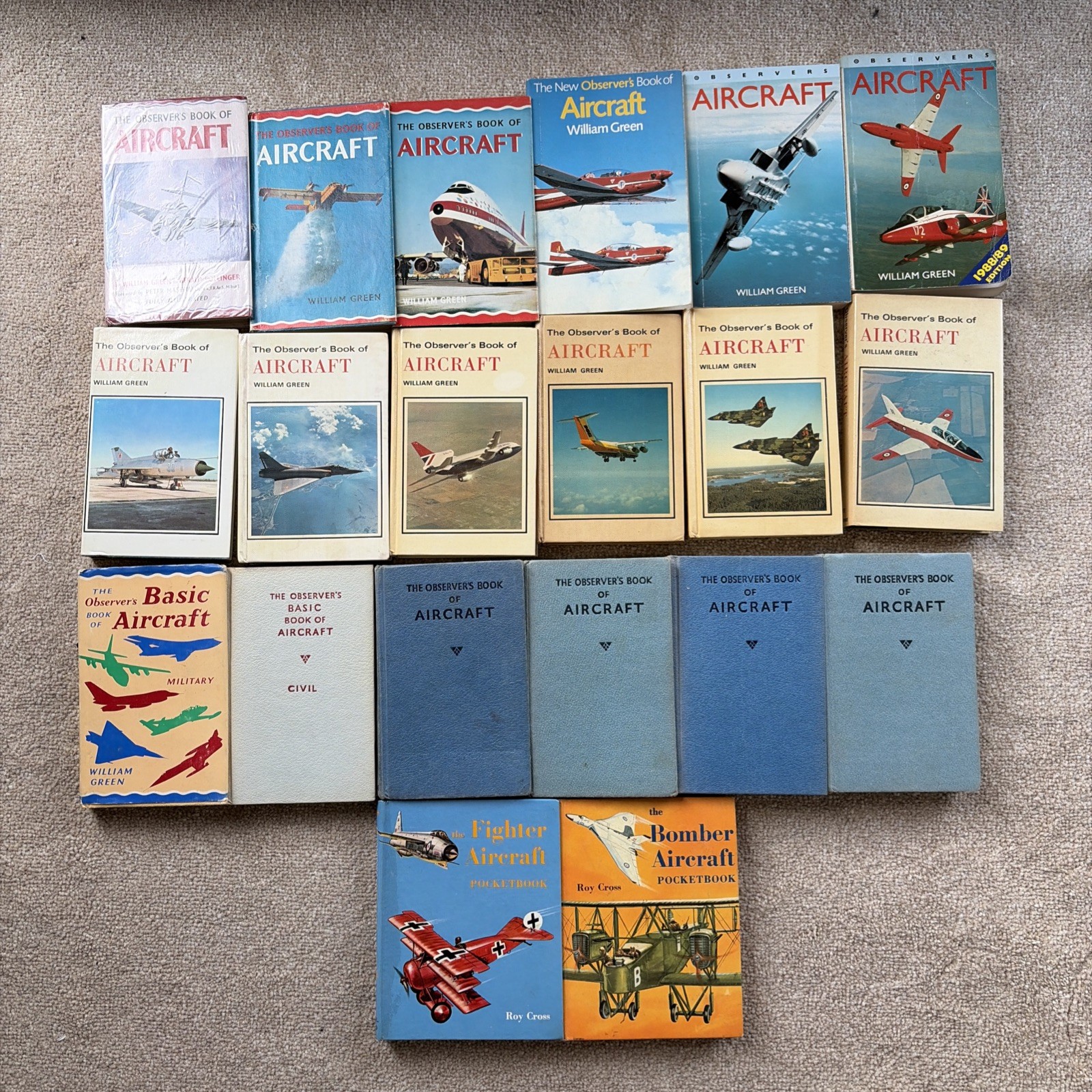 The Observer’s Book of Aircraft by William Green - Lot of 20 1960-1980s
