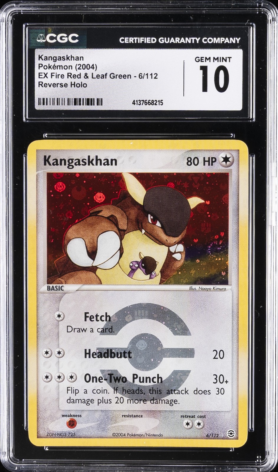 2004 POKEMON EX FIRE RED & LEAF GREEN, REVERSE HOLO KANGASKHAN CGC 10 GEM MINT