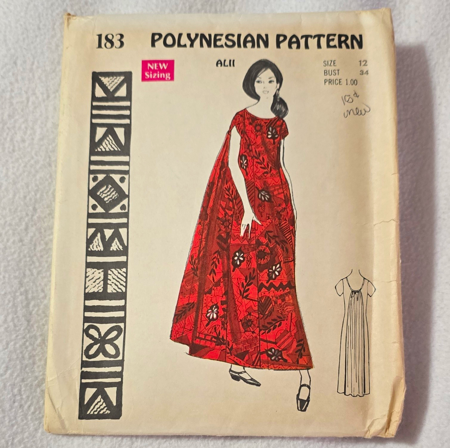 Polynesian Pattern 183 Women’s Evening Dress Sewing Pattern Vintage Original 12 Polynesian Pattern 183 Women’s Evening Dress Sewing Pattern Vintage Original 12