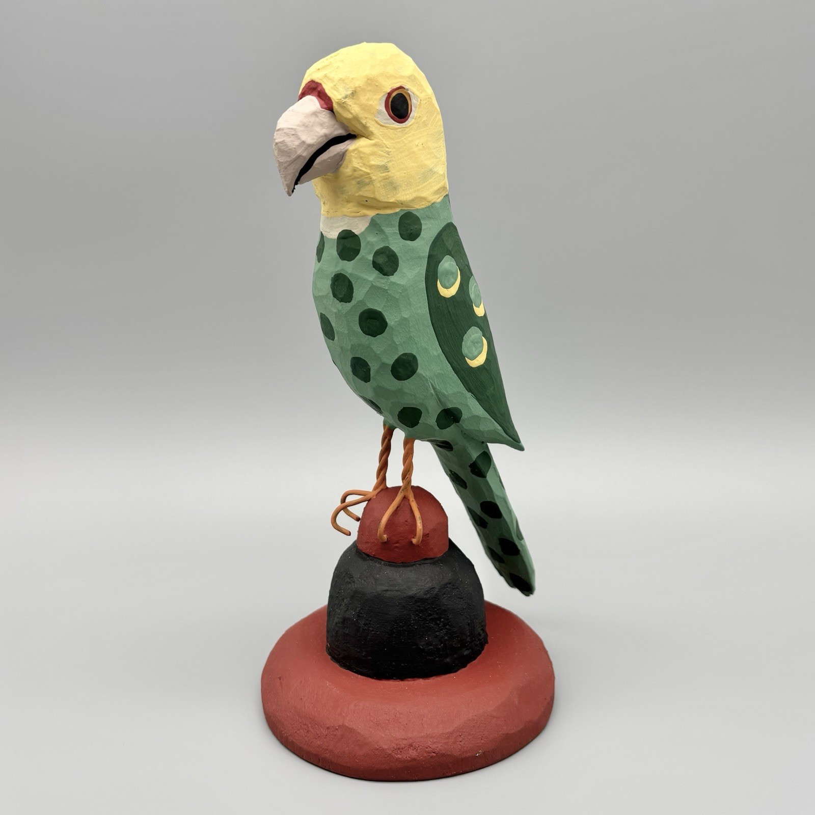 Vintage Brian Paine Carved Wood PA Folk Art Carolina Parakeet 8.75