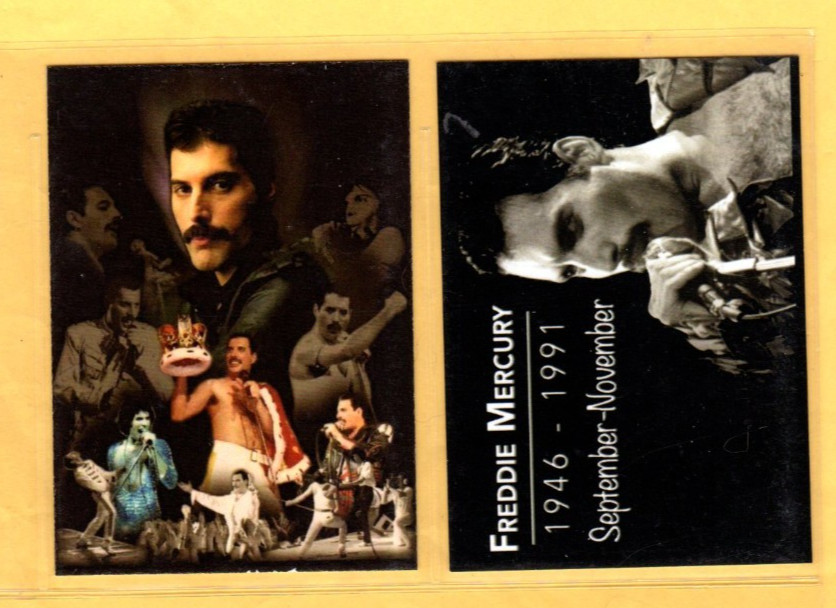 FREDDIE MERCURY       CUSTOM   NOVELTY TRADING CARD 2 CARDS