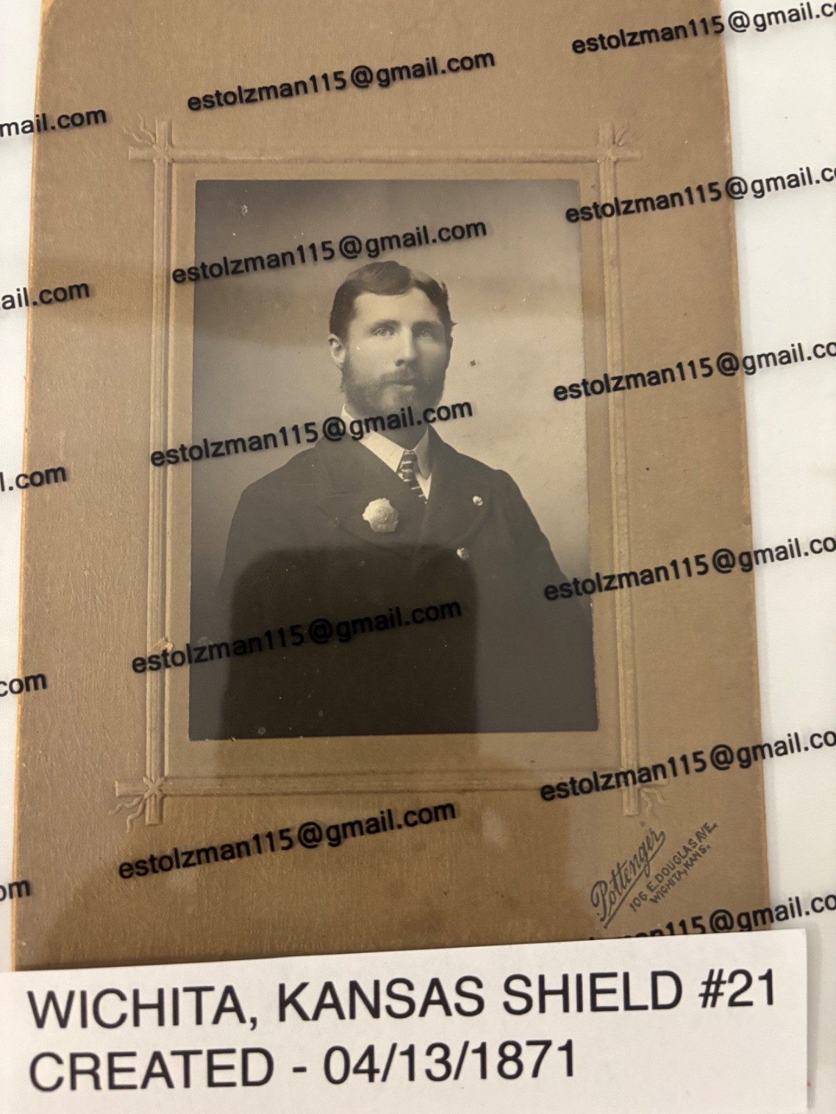 WICHITA, KANSAS POLICE OFFICER  SHIELD #21 04/13/1871