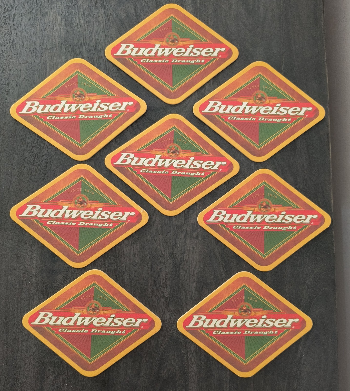 Vintage Budweiser Classic Draft Beer Coasters Set of 8 Very Good Condition