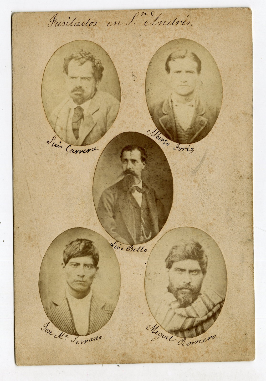 1875 Cabinet Card Photo Mugshots of Criminal Murderers Executed Puebla, Mexico