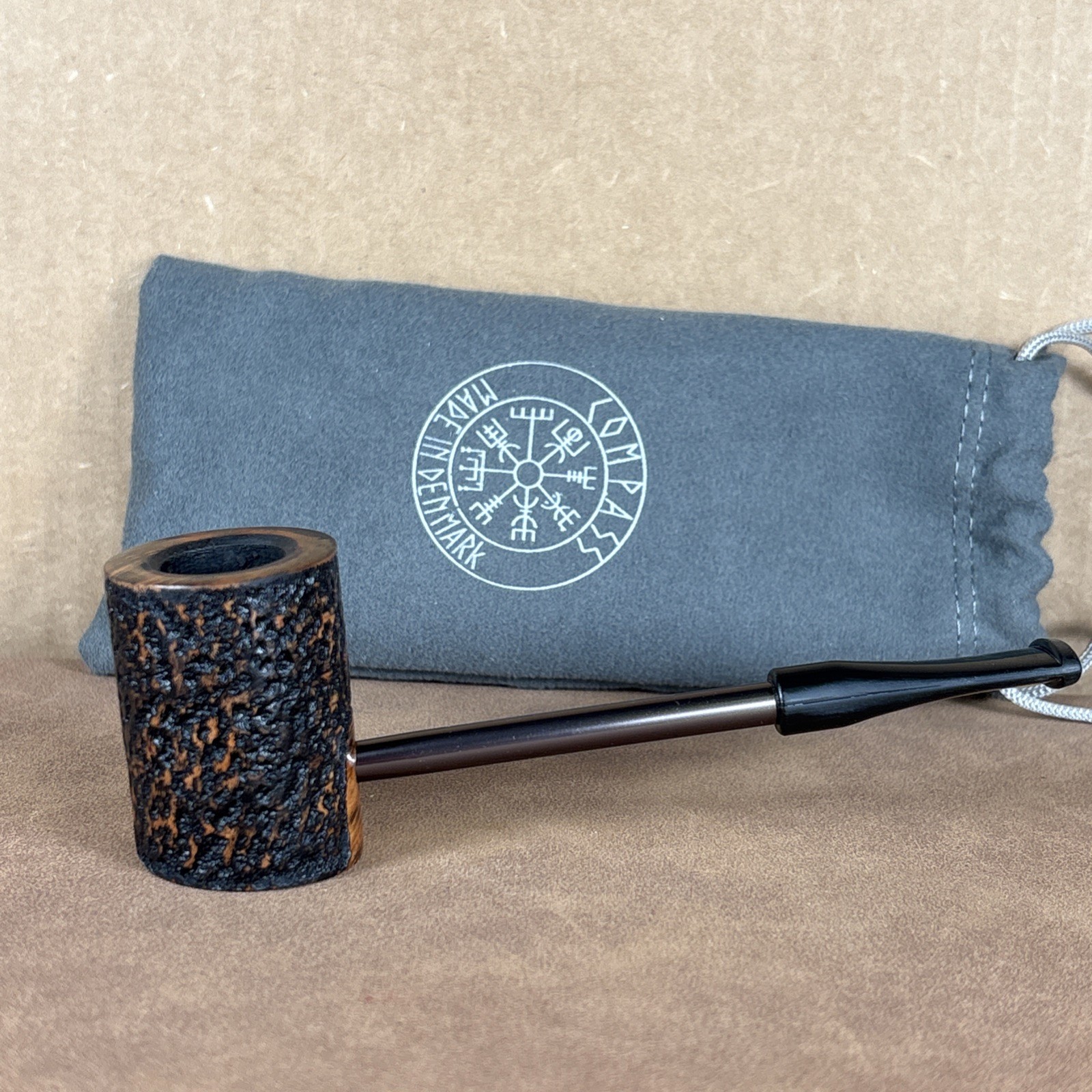 Erik Nording Compass Brown Rustic Poker Estate Tobacco Pipe Denmark w Pouch Erik Nording Compass Brown Rustic Poker Estate Tobacco Pipe Denmark w Pouch