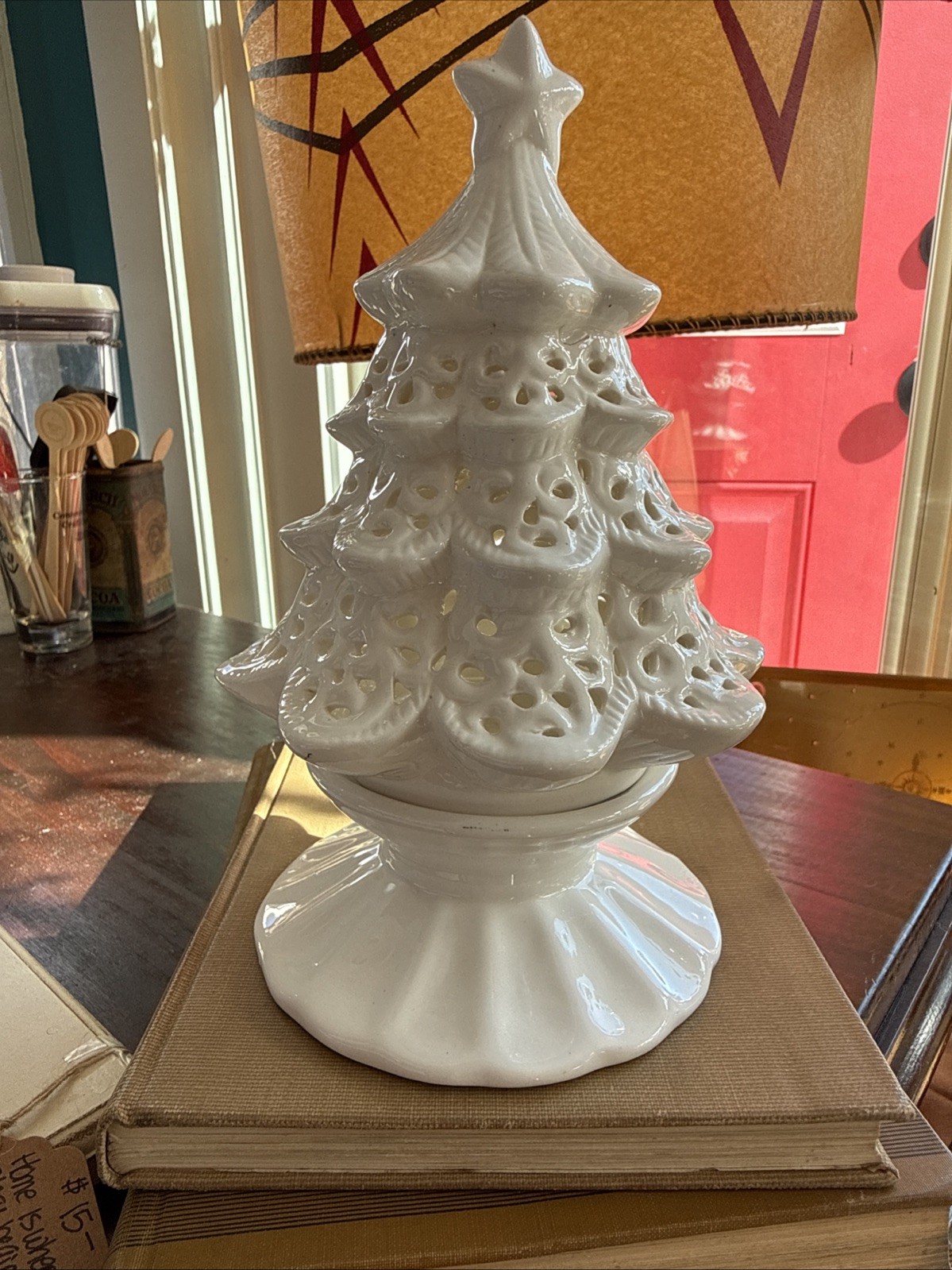 Yankee Candle 2012 Christmas White Tree Tea Light Holder - Ceramic 5