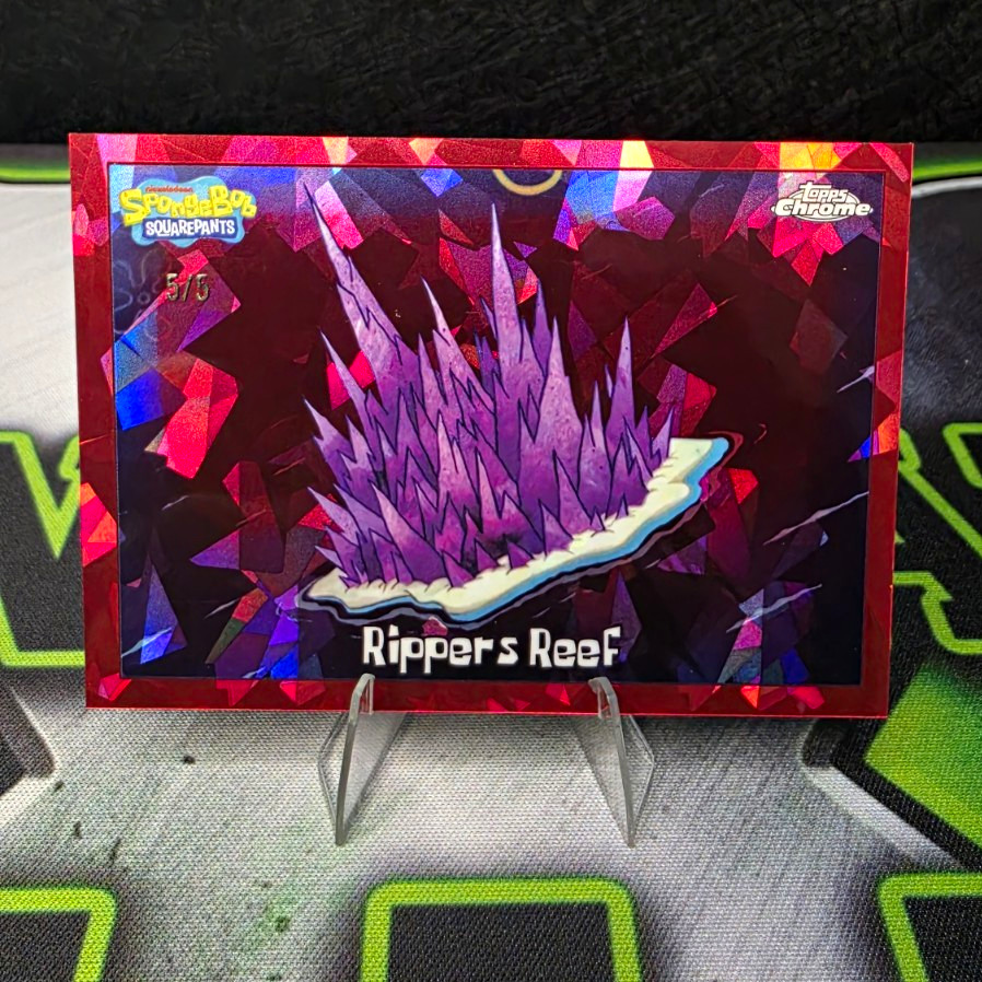 2025 Topps Chrome Sapphire SpongeBob SquarePants Rippers Reef #160 RED /5