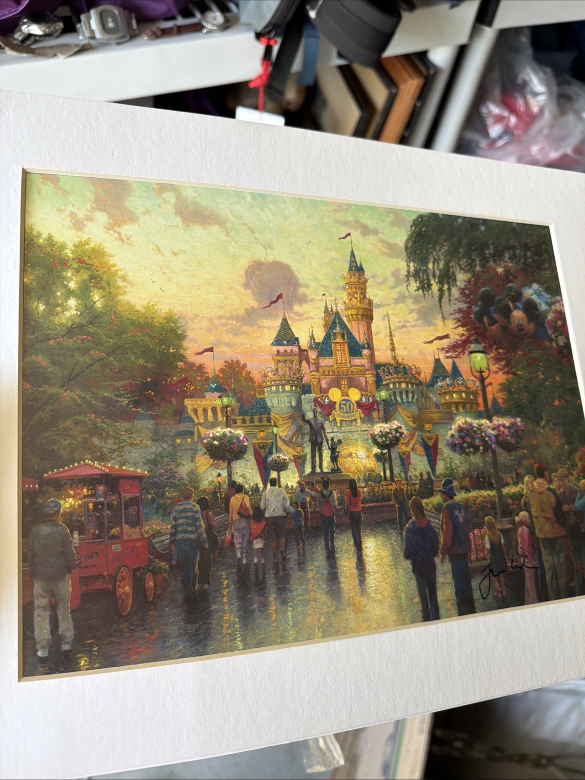 Autographed Thomas Kinkade Disney Disneyland 50th Anniversary Castle Print
