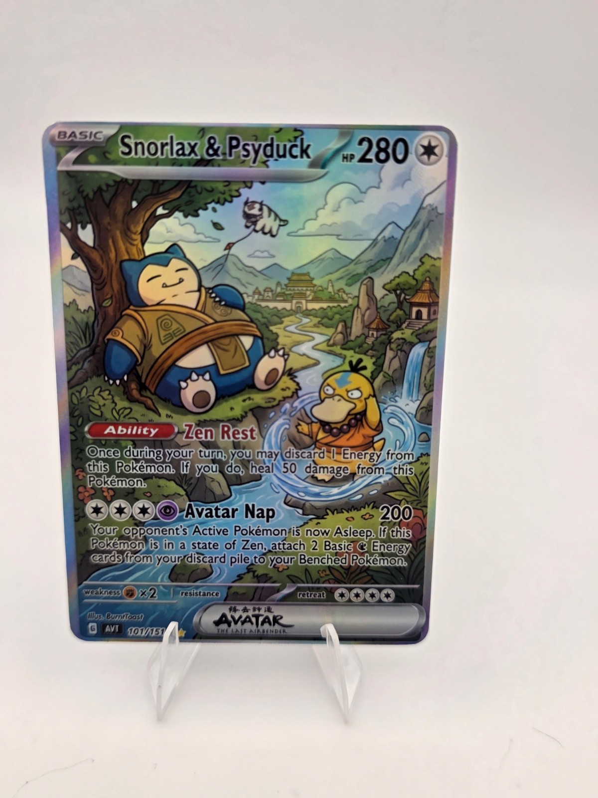 CUSTOM FAN ART Snorlax Psyduck River Holo Card CUSTOM FAN ART Snorlax Psyduck River Holo Card