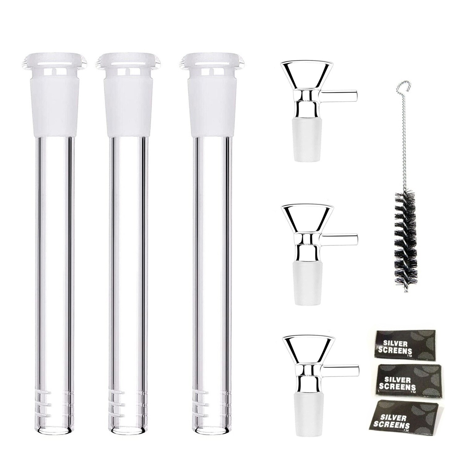 3PC 4.7 ''Glass Bong 18.8mm Down Stem +3PC 14mm Bowl Water Pipe Brush Screen 3PC 4.7 ''Glass Bong 18.8mm Down Stem +3PC 14mm Bowl Water Pipe Brush Screen