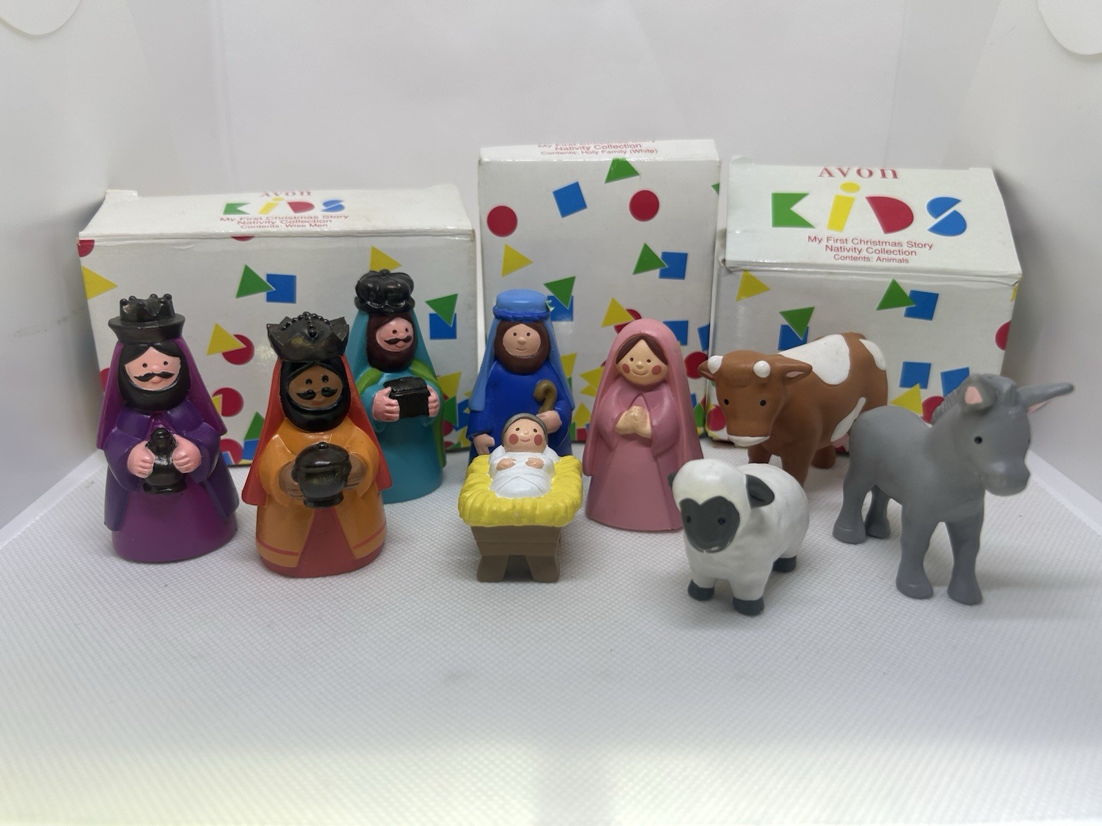 Vintage 1993 Avon Child's My First Christmas Story Nativity 9 PC Set With Boxes Vintage 1993 Avon Child's My First Christmas Story Nativity 9 PC Set With Boxes