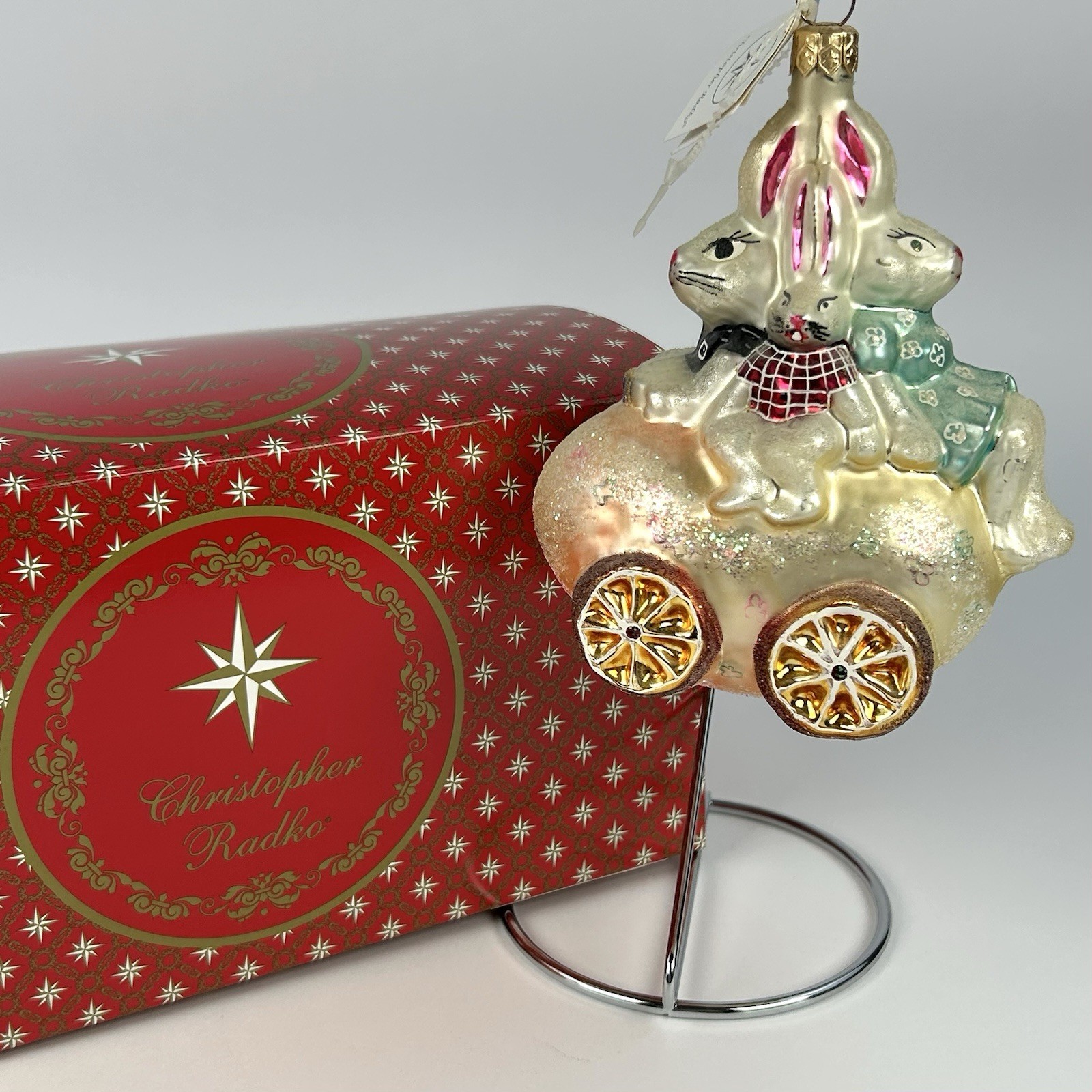 Christopher Radko BUNMOBILE Bunny Easter Rabbit Car Easter Ornament 1997 Tag Box
