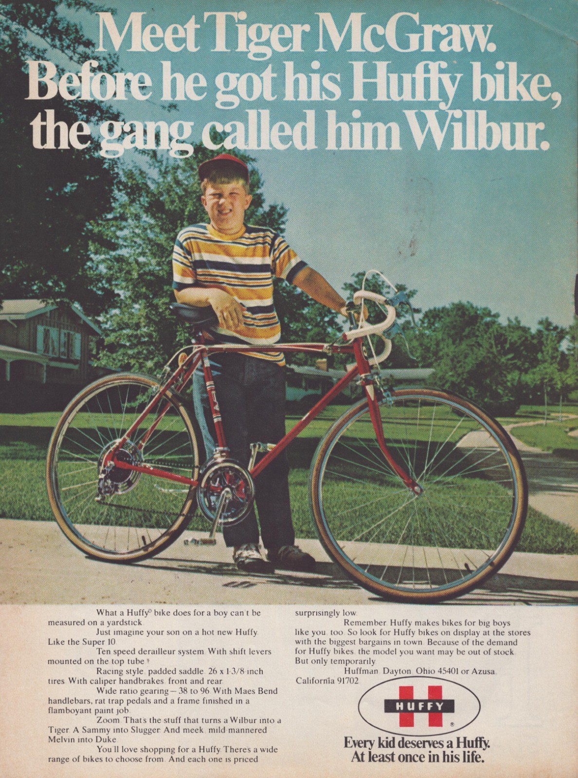 Vintage 1971 Huffy Super 10 Bicycle Print Ad Promo Ad