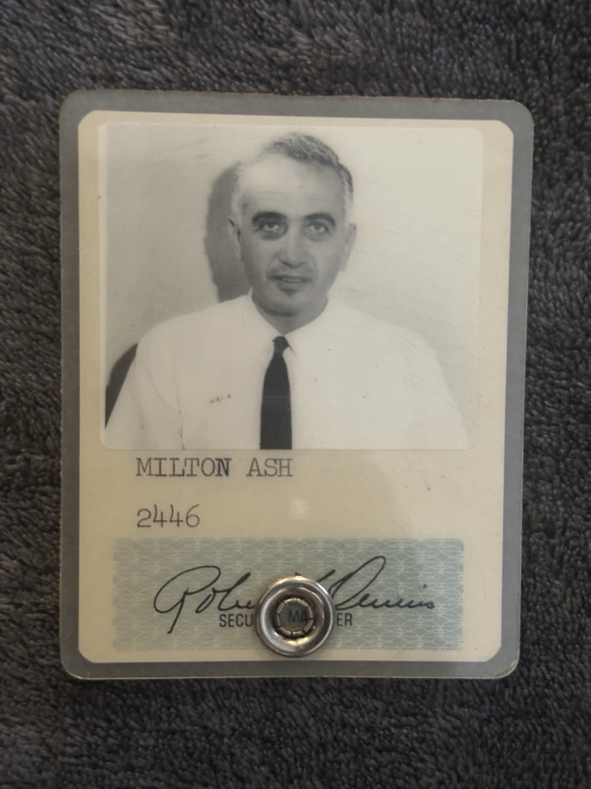 1950s SDC Milton Ash ID Badge Cold War Computer Scientist SAGE RAND