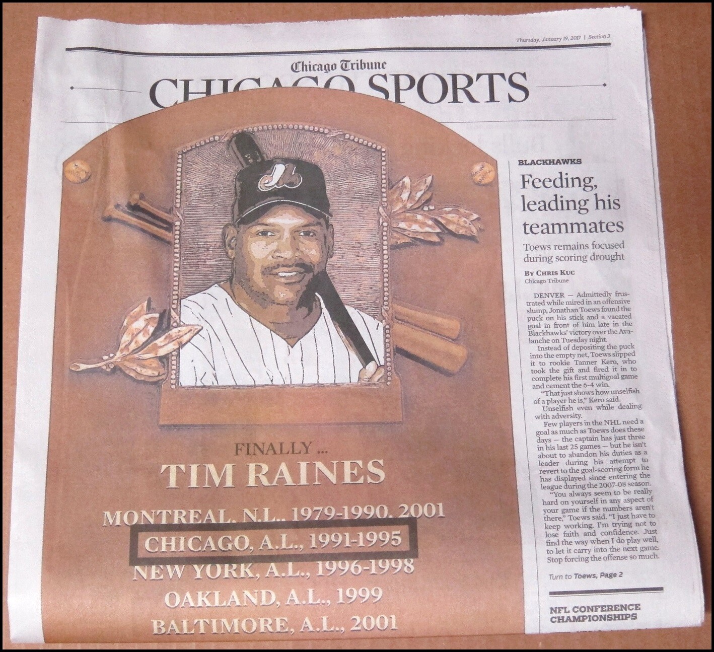 1/19/2017 Chicago Tribune Newspaper Tim Raines Elected to Baseball Hall of Fame