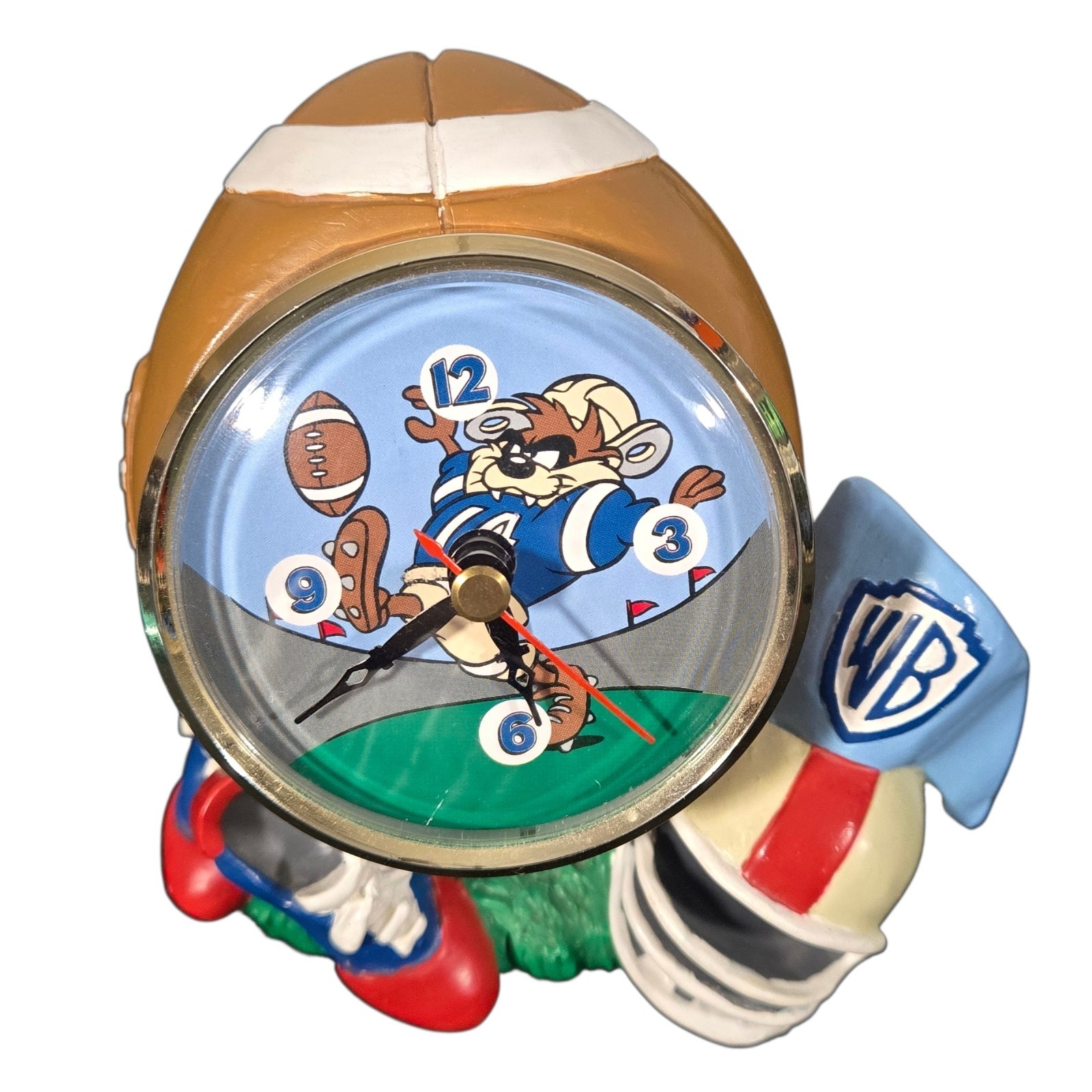Vintage 1996 Warner Bros WB Store Looney Tunes Ceramic Taz Devil Football Clock Vintage 1996 Warner Bros WB Store Looney Tunes Ceramic Taz Devil Football Clock