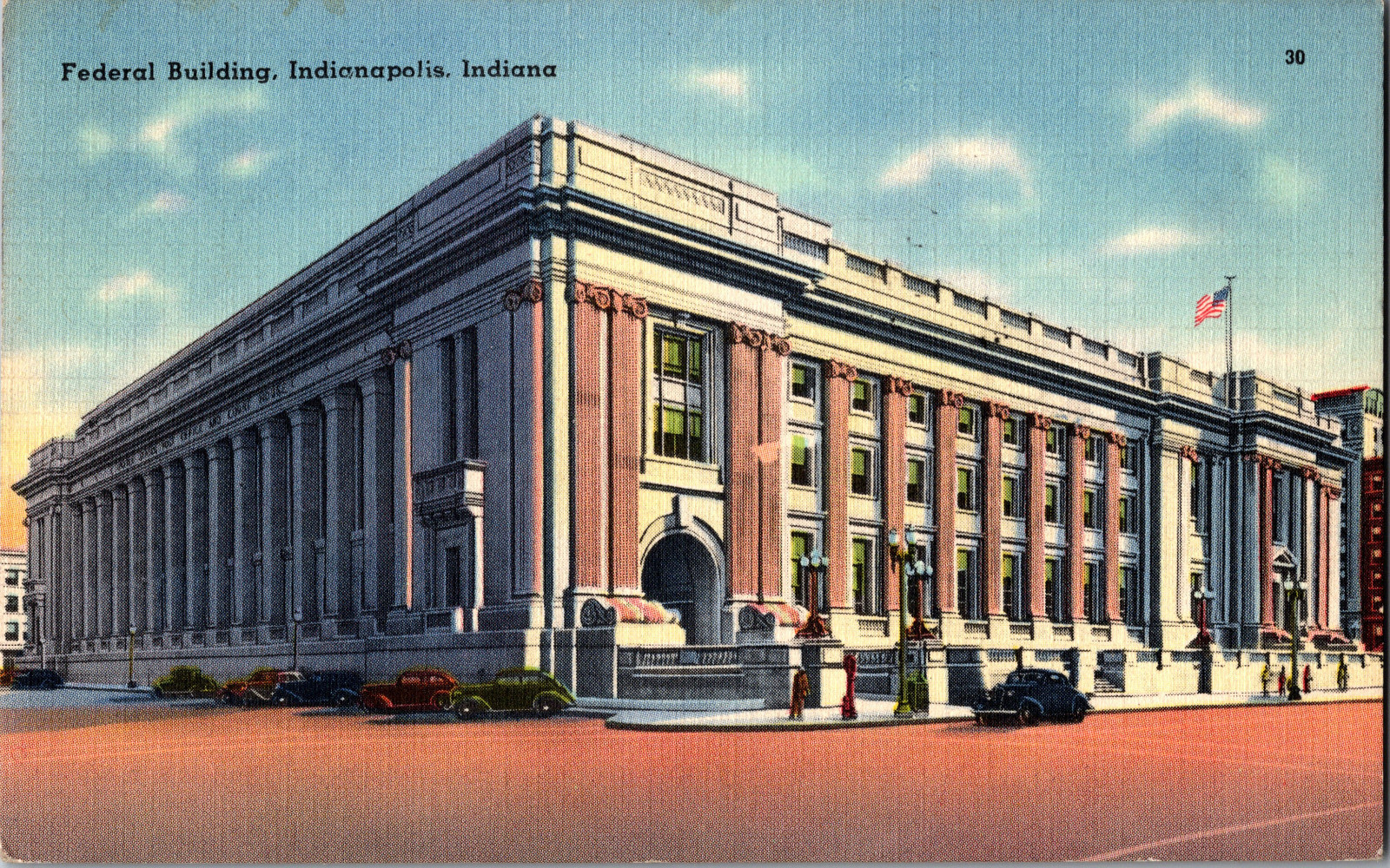 Vintage Postcard Indiana Indianapolis Federal Builiding Linen