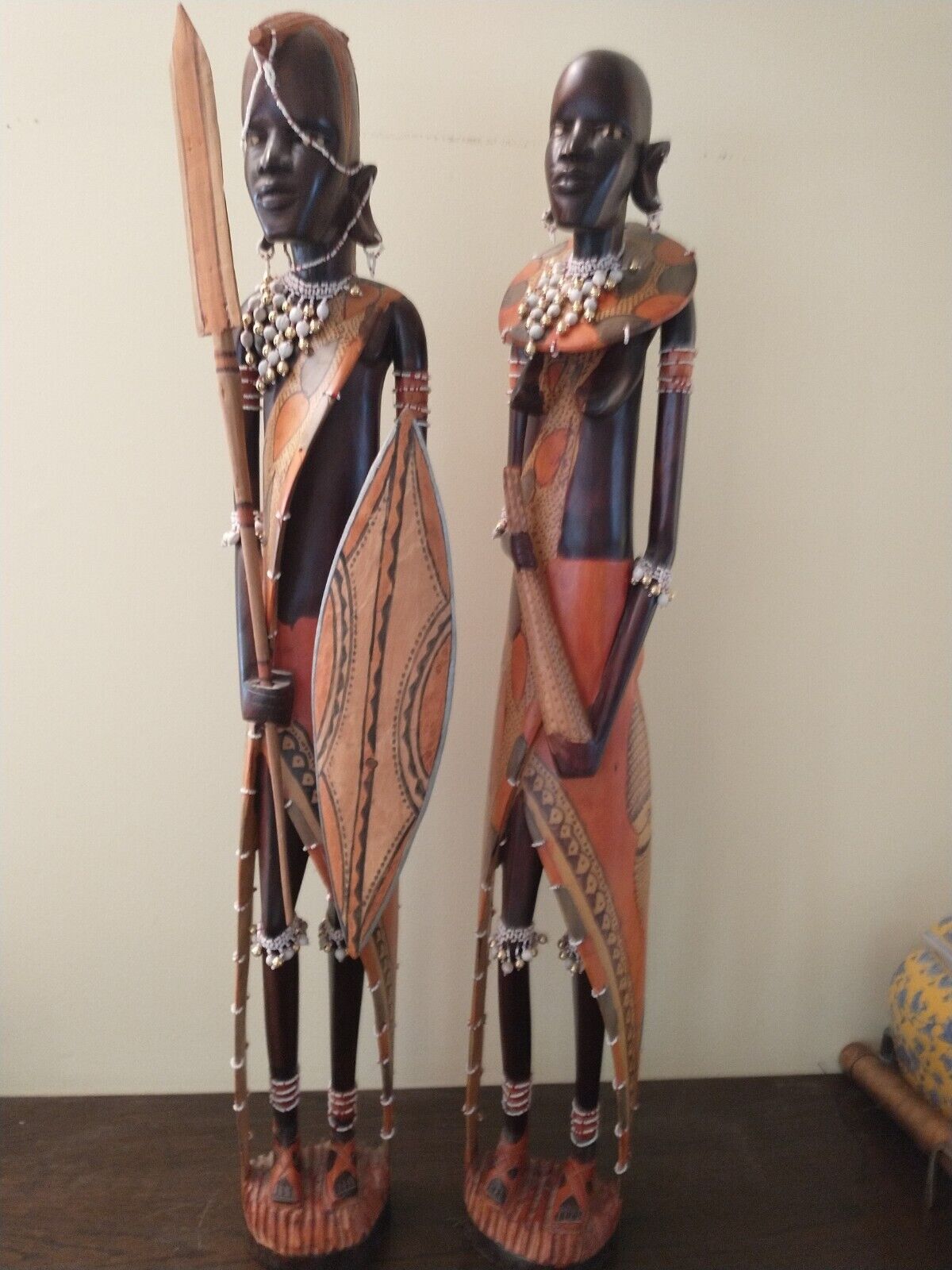 Vintage African Tribal Couple - Handcrafted Ebony Wood Sculpture 36\