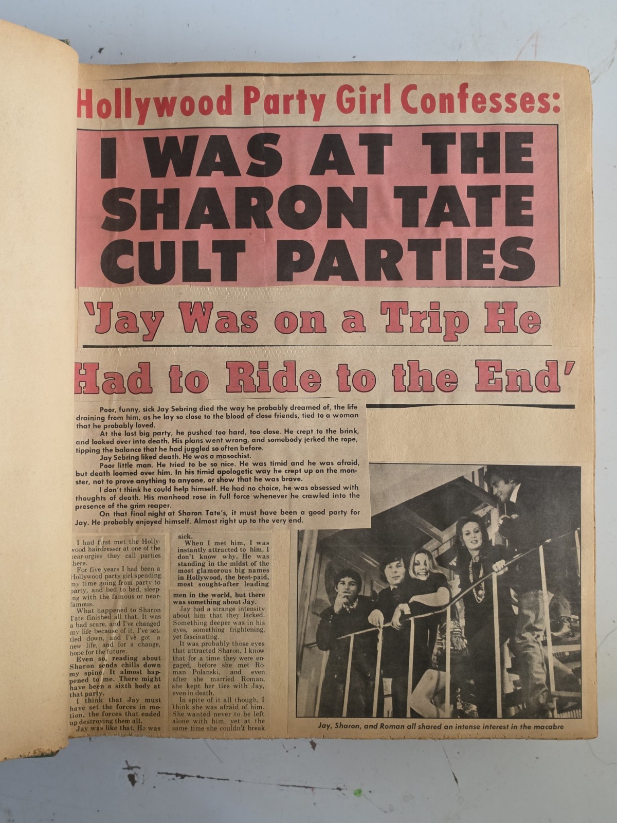 Vintage 1969 Sharon Tate True Crime Scrapbook Archive 350+ Pgs Charles Manson