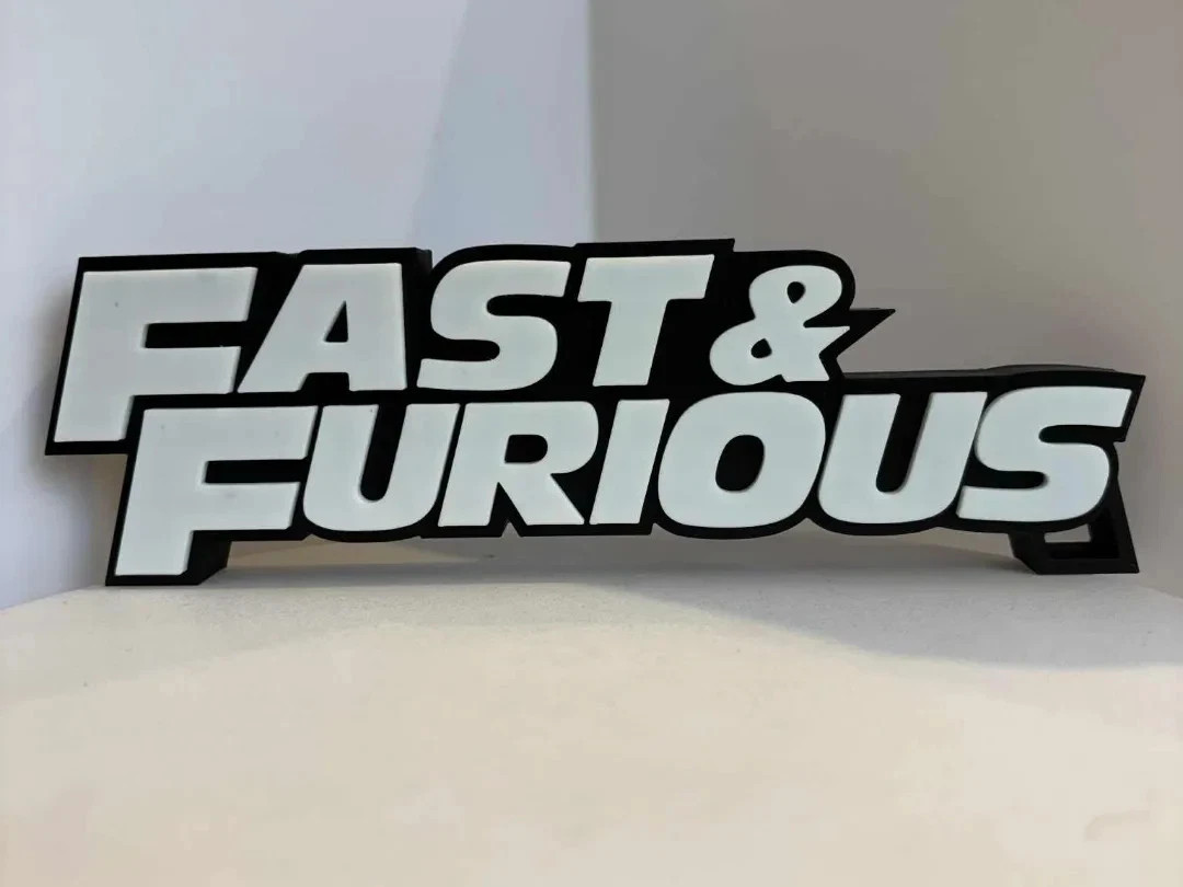 Fast & Furious Movie Logo Sign 3D Printed Shelf Display Collectible Decor Fast & Furious Movie Logo Sign 3D Printed Shelf Display Collectible Decor