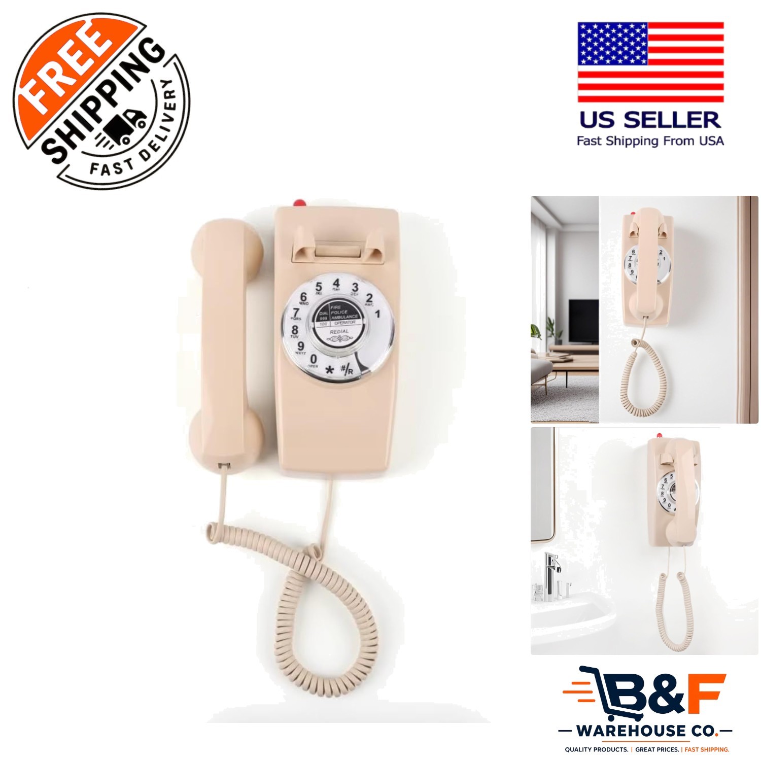 Classic Vintage Wall-Mounted Phone - Timeless Rotary Dial for Home & Office Classic Vintage Wall-Mounted Phone - Timeless Rotary Dial for Home & Office
