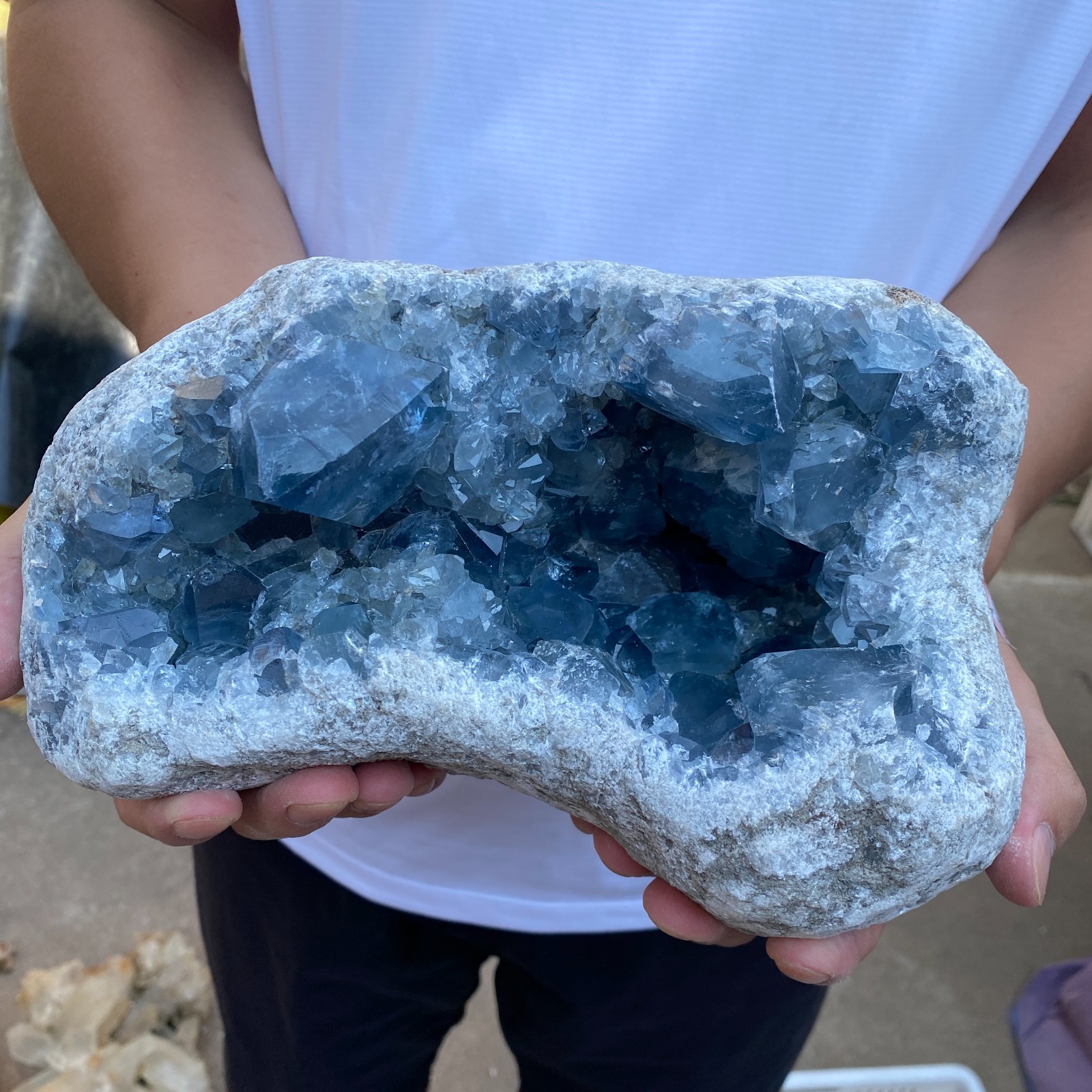 14.5lb Natural Blue Celestite Geode QuartzCrystal Mineral Specimen Healing