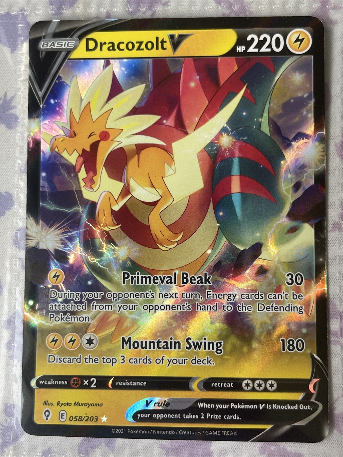 Pokemon Card - Dracozolt V 058/203 Holo Rare PSA 10 Maybe