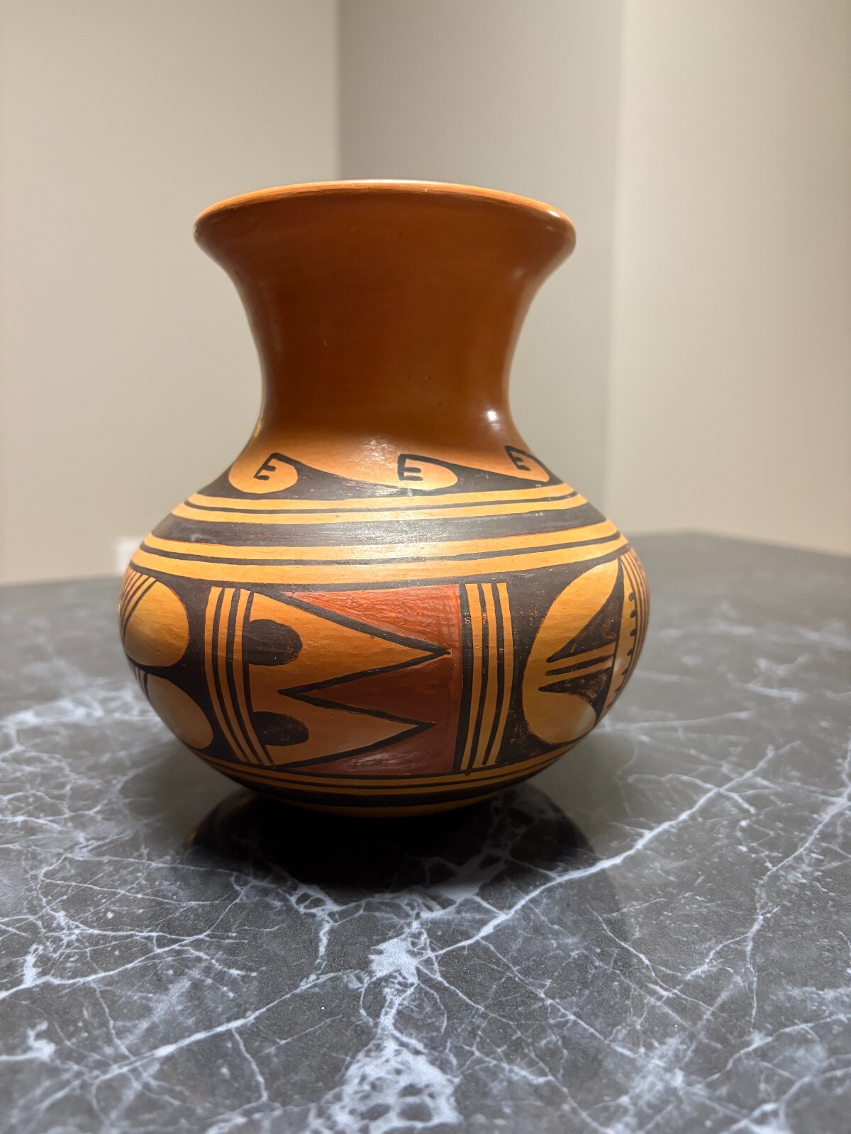  HOPI POLYCHROME POTTERY VASE - SIGNED Ethel Youvella - NATIVE AMERICAN 