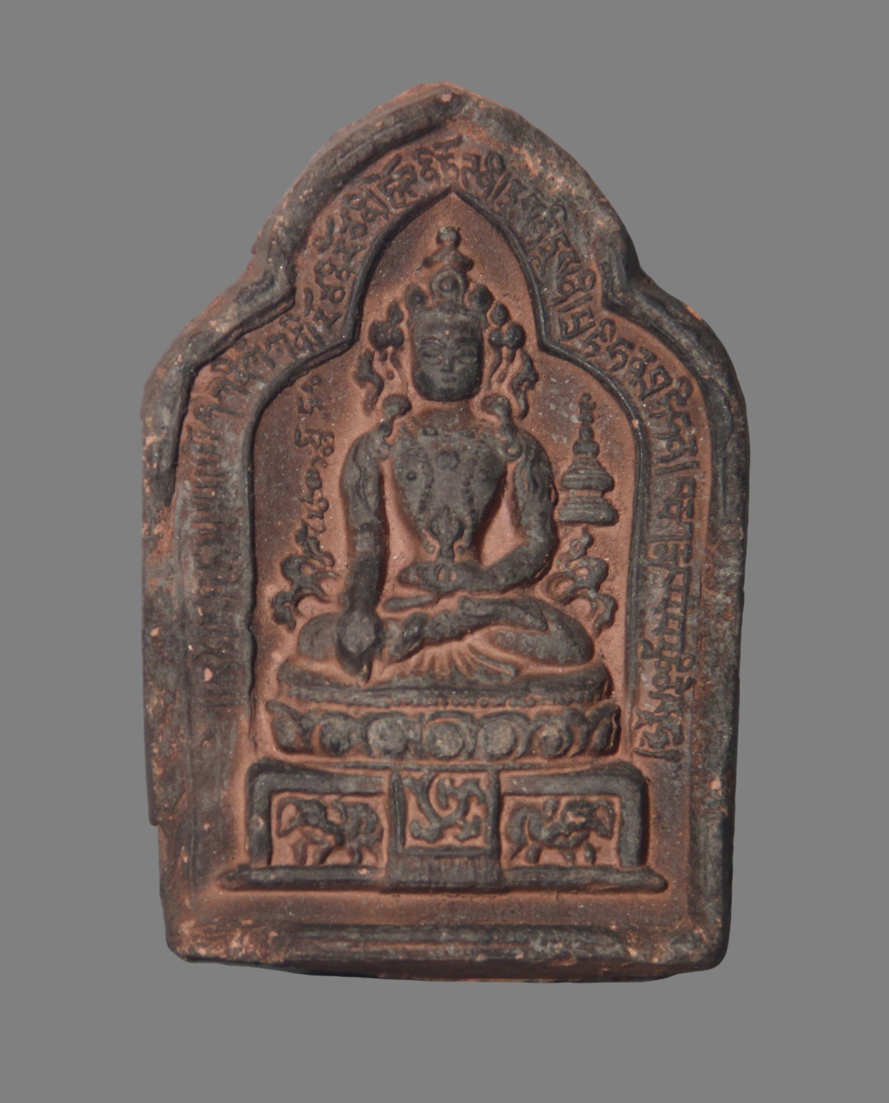 Real Tibet 16th Century Old Antique Buddhist Clay Tsa Tsa Buddha Statue Akshobya
