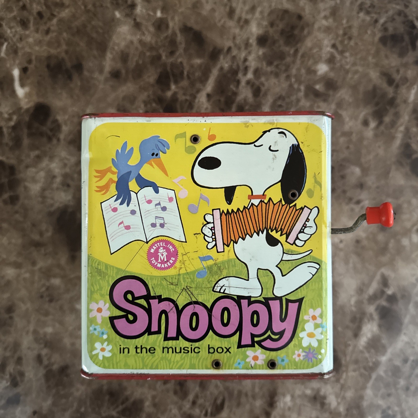 Vintage Peanuts Snoopy Wind Up Jack in the Box Toy WORKING & COMPLETE NICE