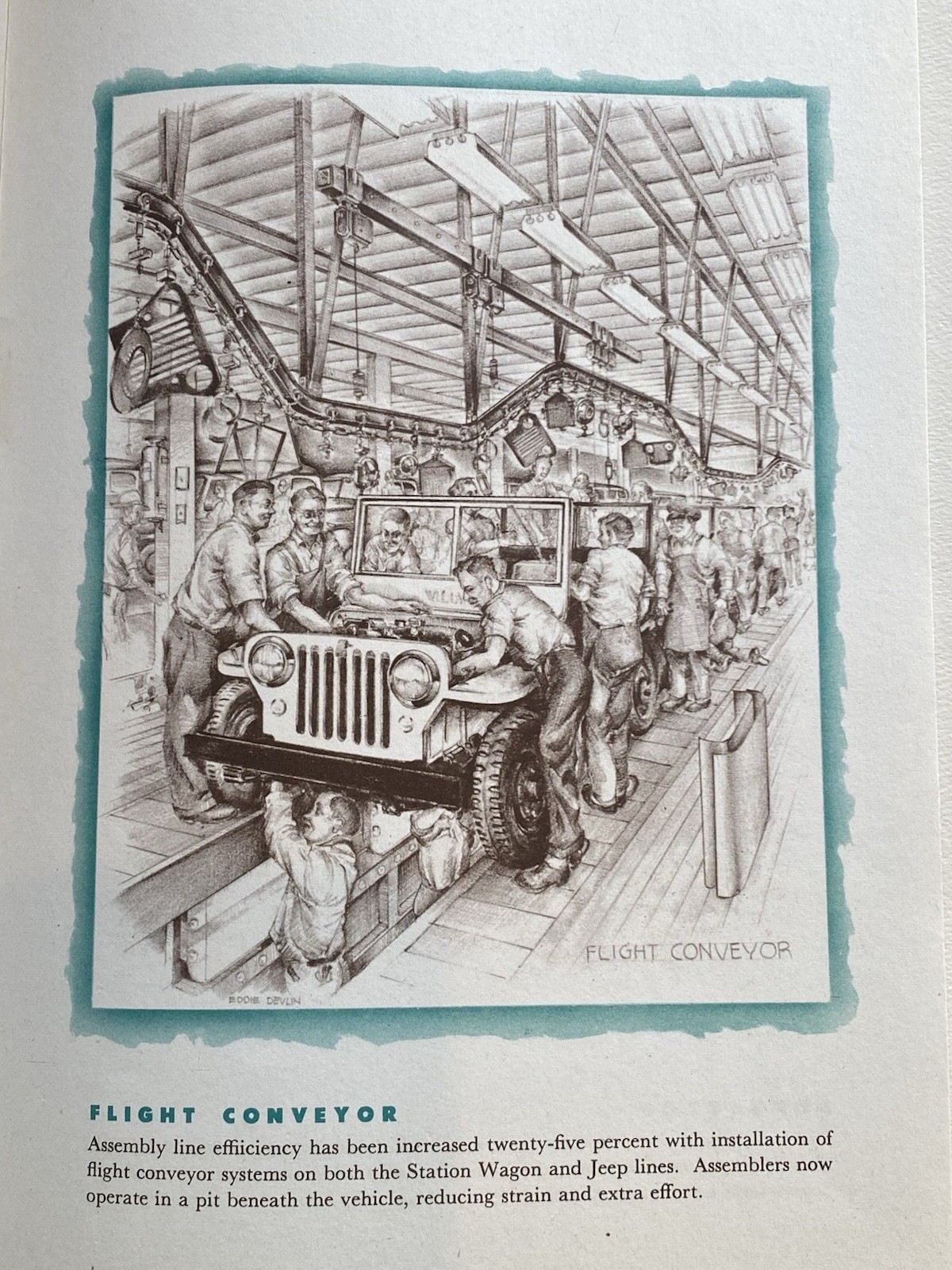 Original 1947 Willys Overland Motors Jeep Factory A Year’s Progress Sketch Rare