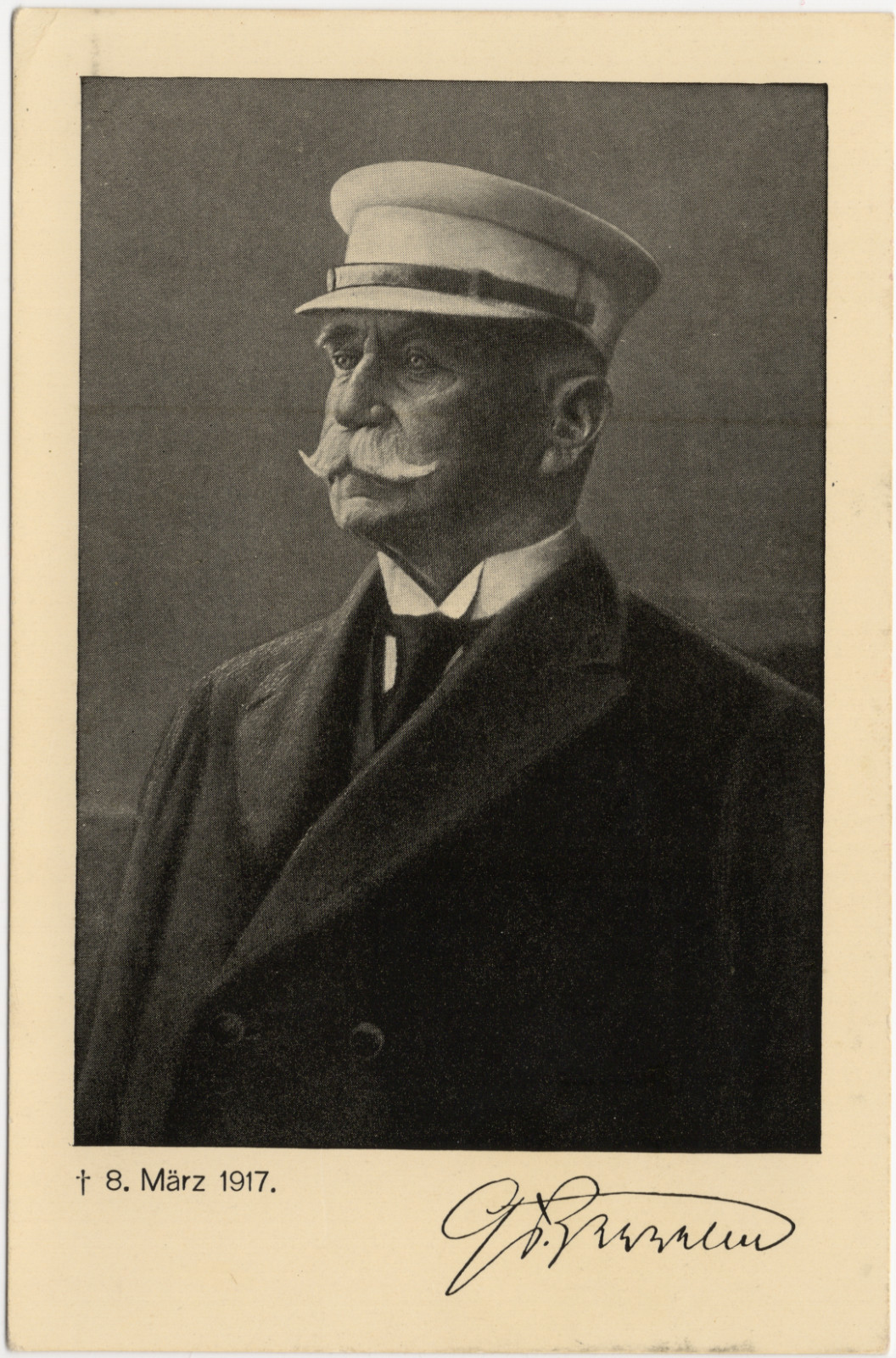 Count Zeppelin Memorial Postcard 1917 Gedenkkarte Printed Signature German WWI