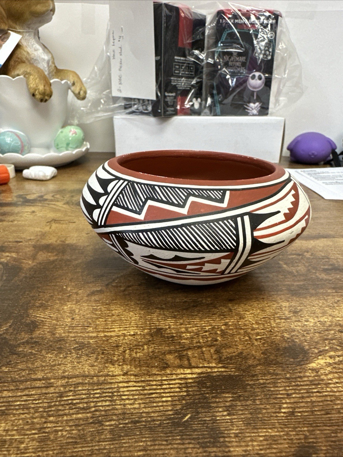 Jemez Pueblo Hand Painted Native American Indian Pottery  Signed By G. Sandia