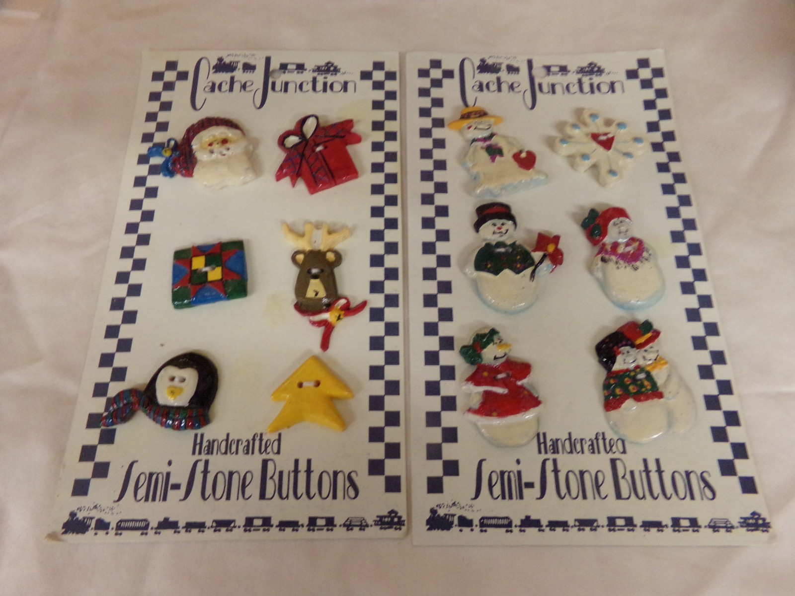 Lot of 2 Cards of Cache Junction Handcrafted Christmas Semi Stone Buttons NEW Lot of 2 Cards of Cache Junction Handcrafted Christmas Semi Stone Buttons NEW