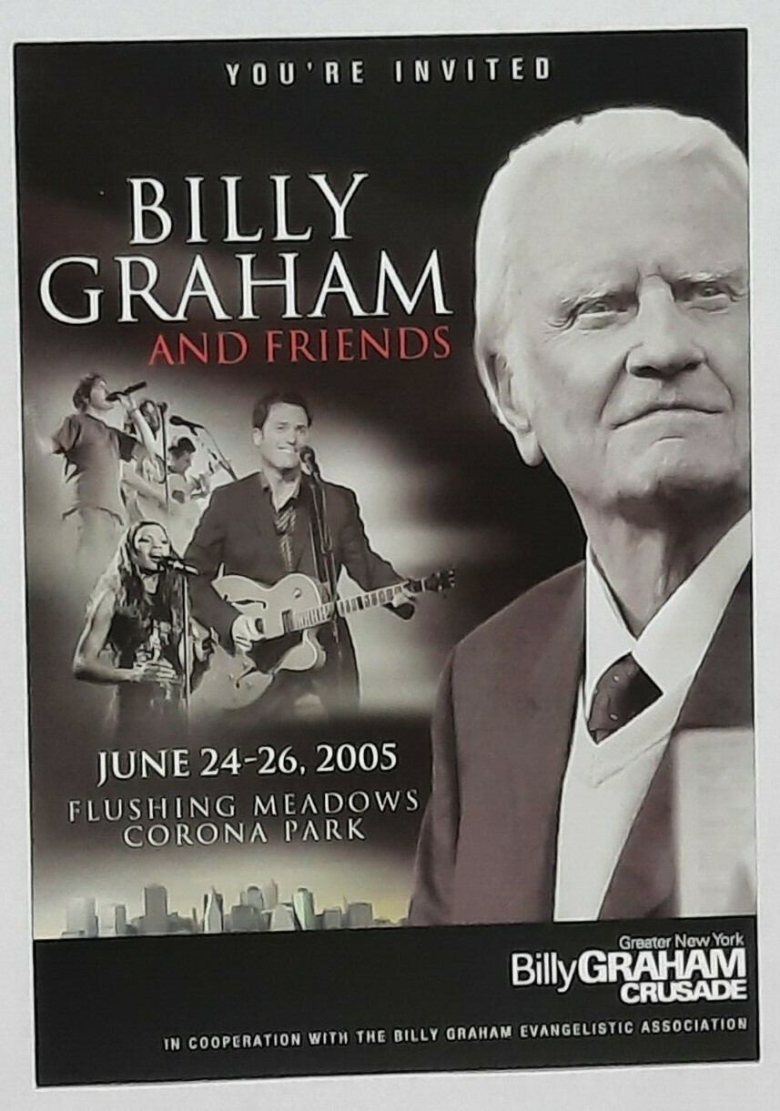 TWO Genuine Postcard-like Invitations to Billy Graham's Last Crusade--2005 NYC