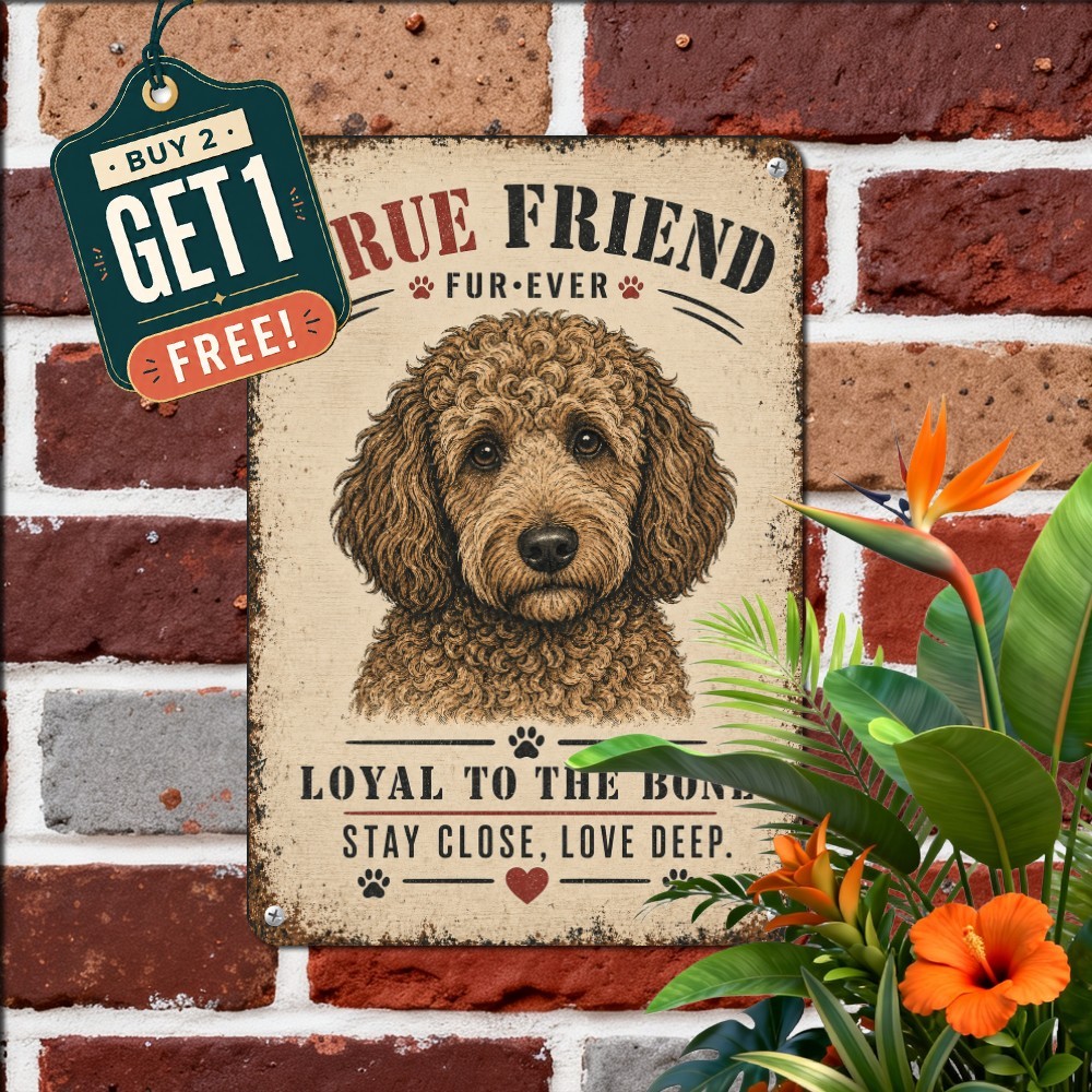 Delightful Poodle Dog Metal Sign Elegant Canine Pet Lover Tin Wall Plaque