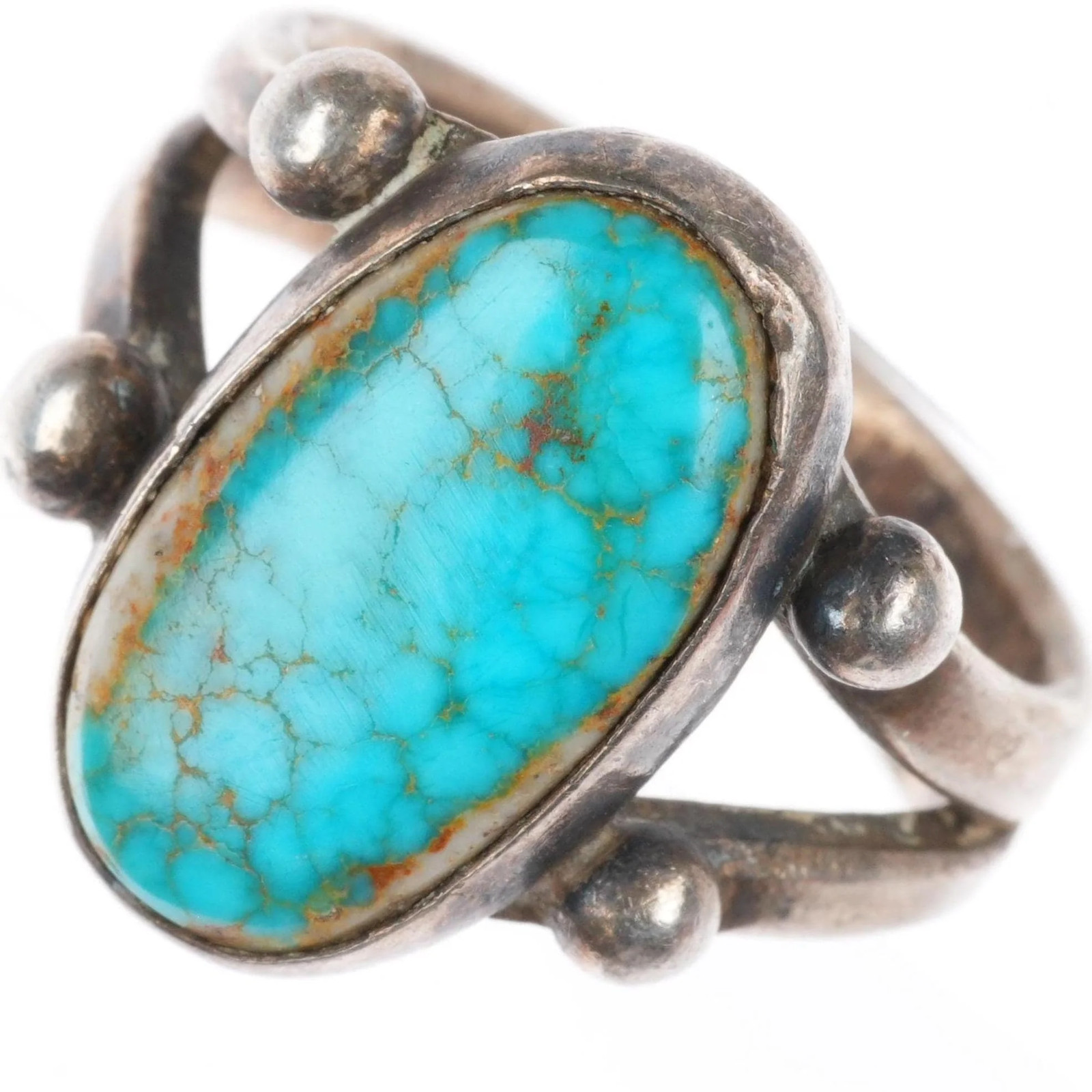 sz6 vintage Navajo sterling silver high grade spiderweb turquoise ring sz6 vintage Navajo sterling silver high grade spiderweb turquoise ring