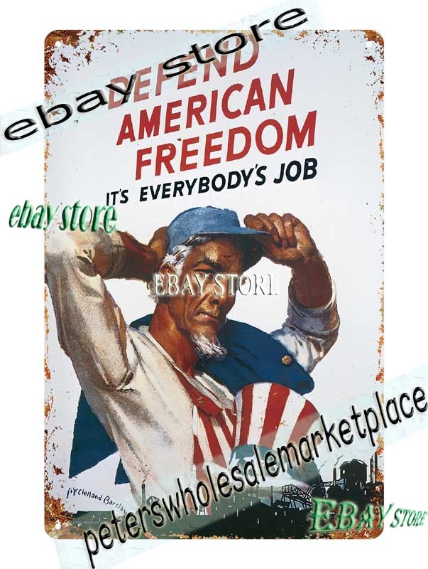 1940s Defend American Freedom Poster USA Tin Sign home deco shop