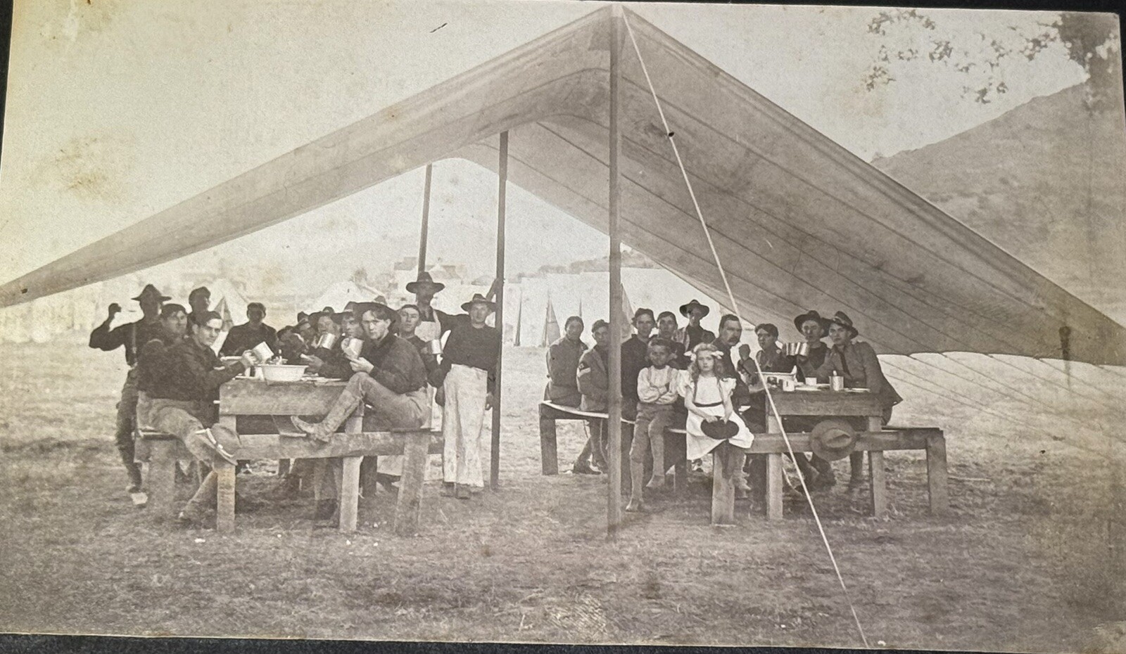 RARE Antique Original 1890’s Photo Roosevelt\'s ROUGH RIDERS Soldiers Tent Camp